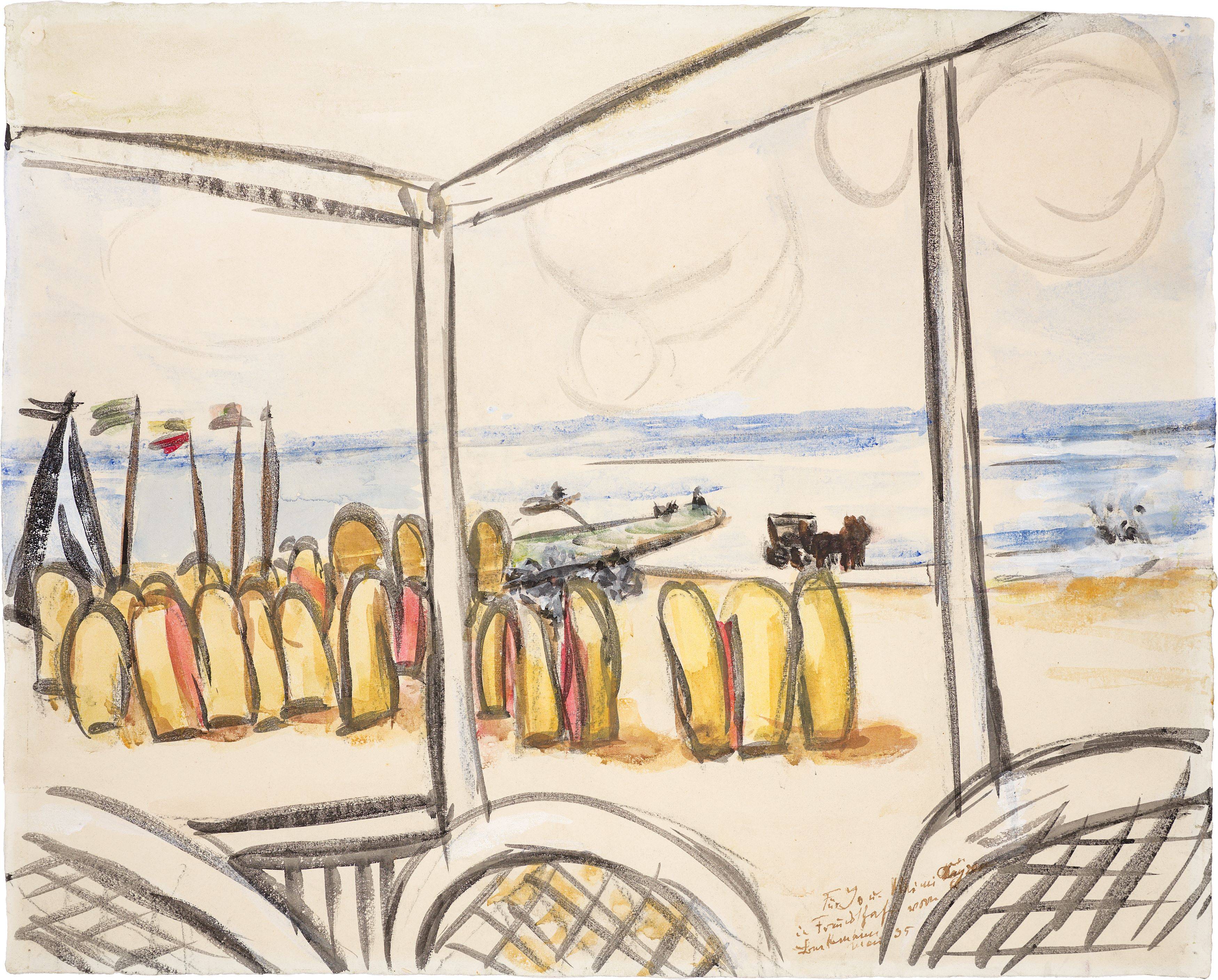 Auf diesem Bild ist das folgende Kunstwerk zu sehen: Max Beckmann. „Strandansicht von der Terrasse aus gesehen“. 1935.