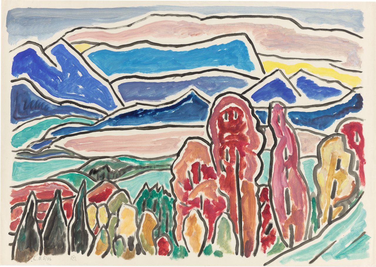 This picture shows the following artwork: Gabriele Münter. ”Blick aufs Wettersteingebirge”. 1956.