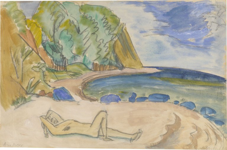 This picture shows the following artwork: Erich Heckel. ”Am Meer (Strand)”. 1913.