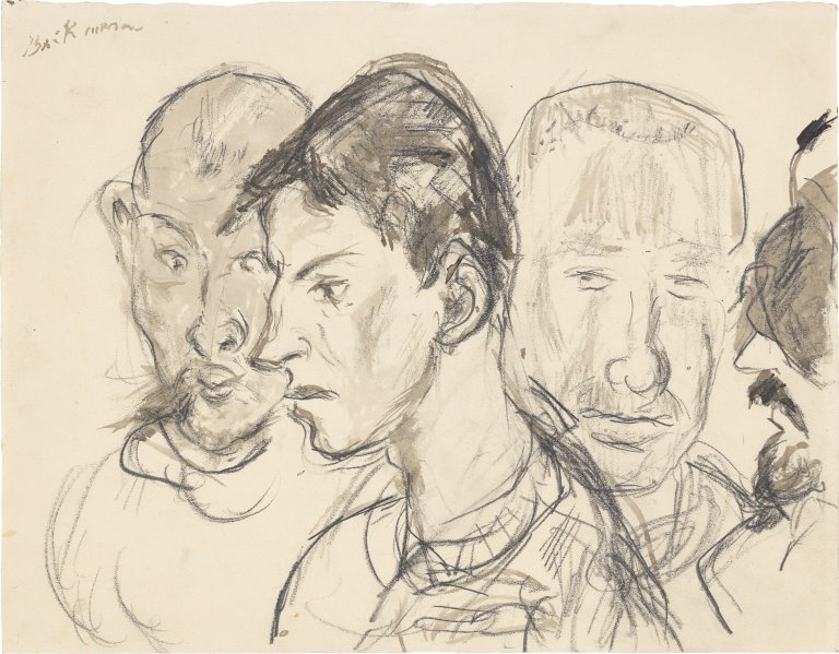 This picture shows the following artwork: Max Beckmann. ”Verwundete – Vier männliche Porträtköpfe”. 1915.