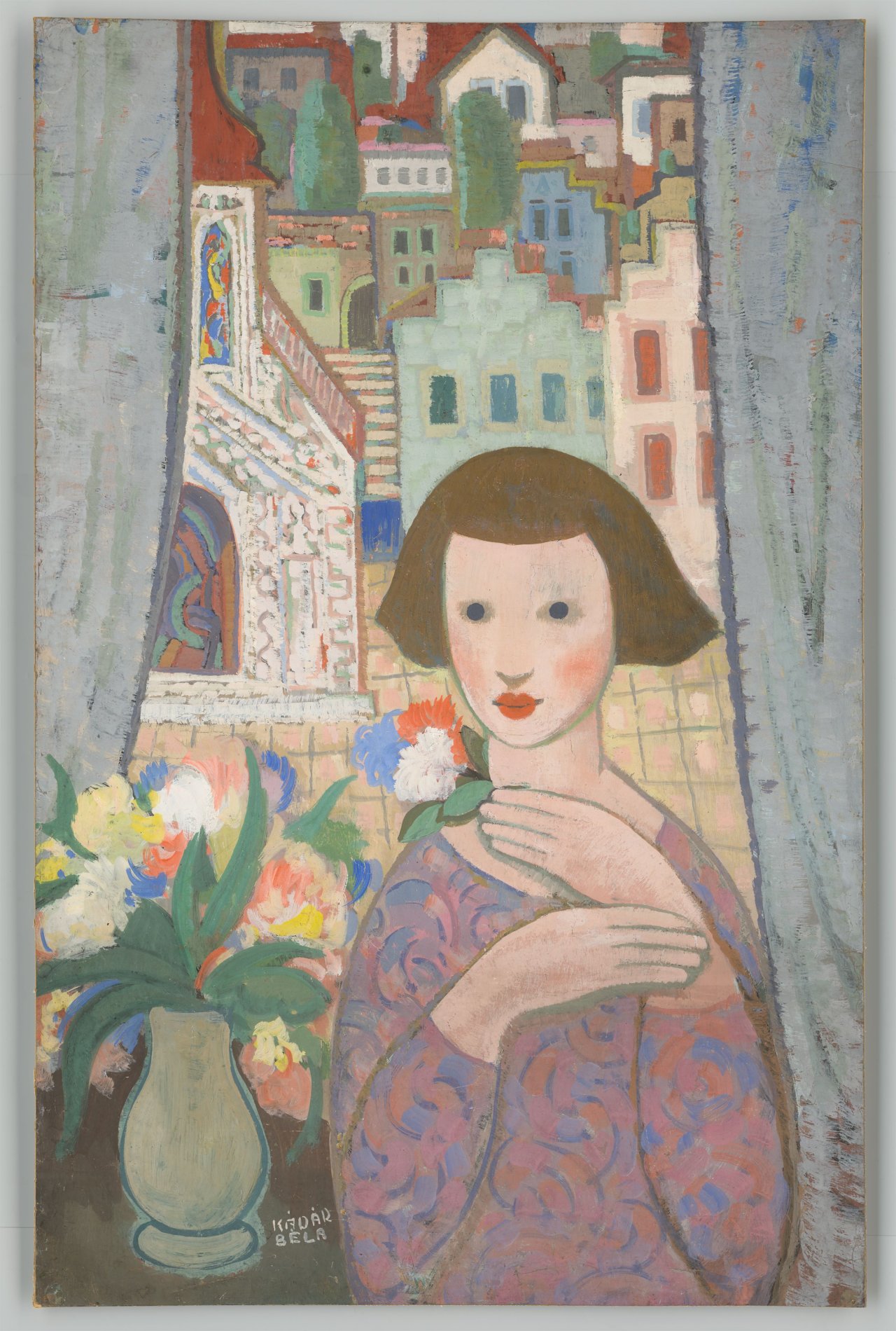 This picture shows the following artwork: Béla Kádár. Girl at the window. Circa 1930/40.
