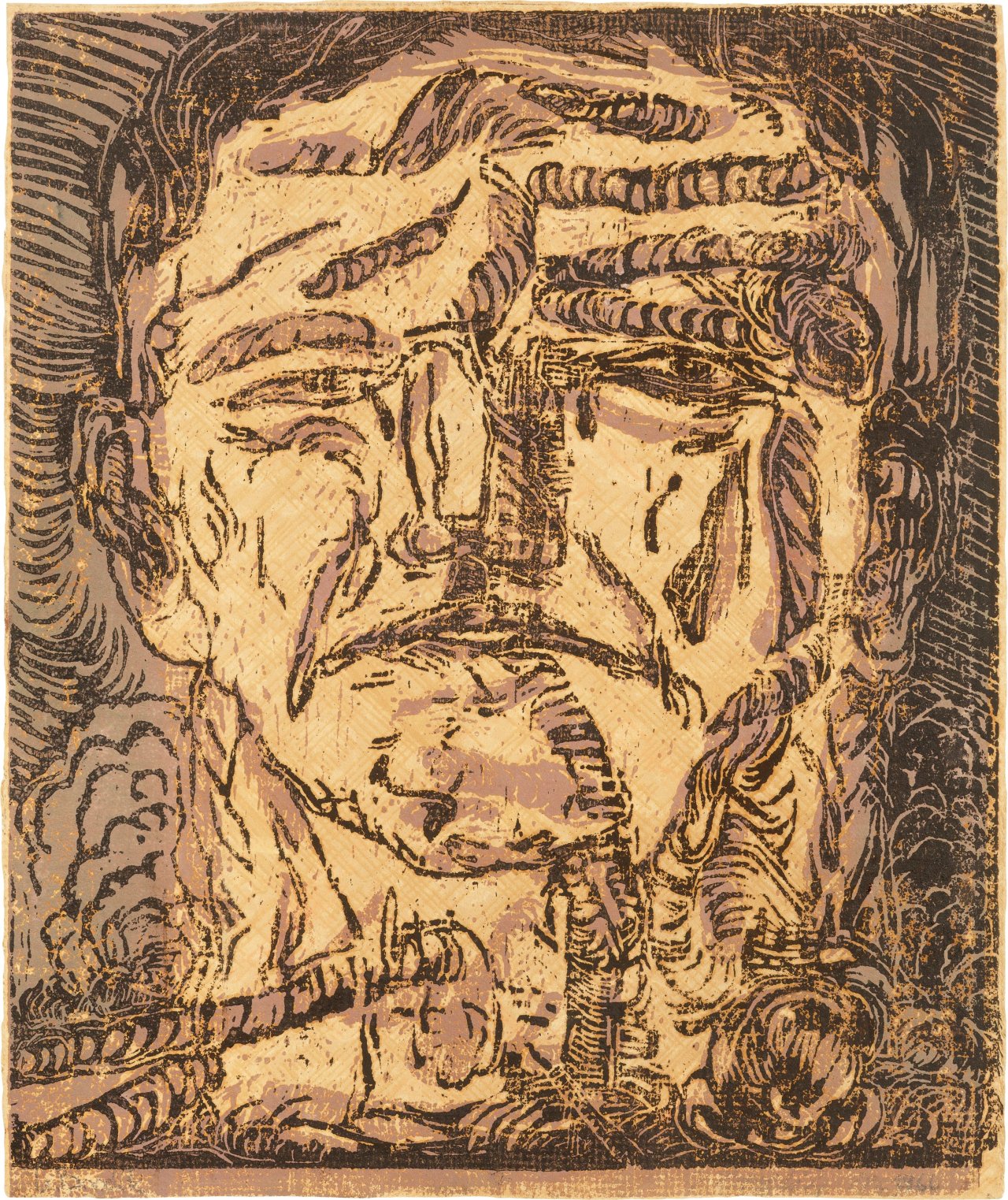 Auf diesem Bild ist das folgende Kunstwerk zu sehen: Georg Baselitz. „Grosser Kopf“. 1966.