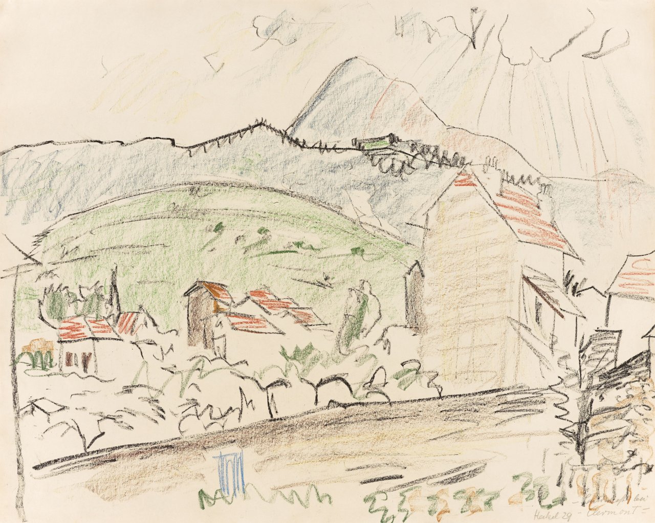 Auf diesem Bild ist das folgende Kunstwerk zu sehen: Erich Heckel. „Landschaft bei Clermont“. 1929.