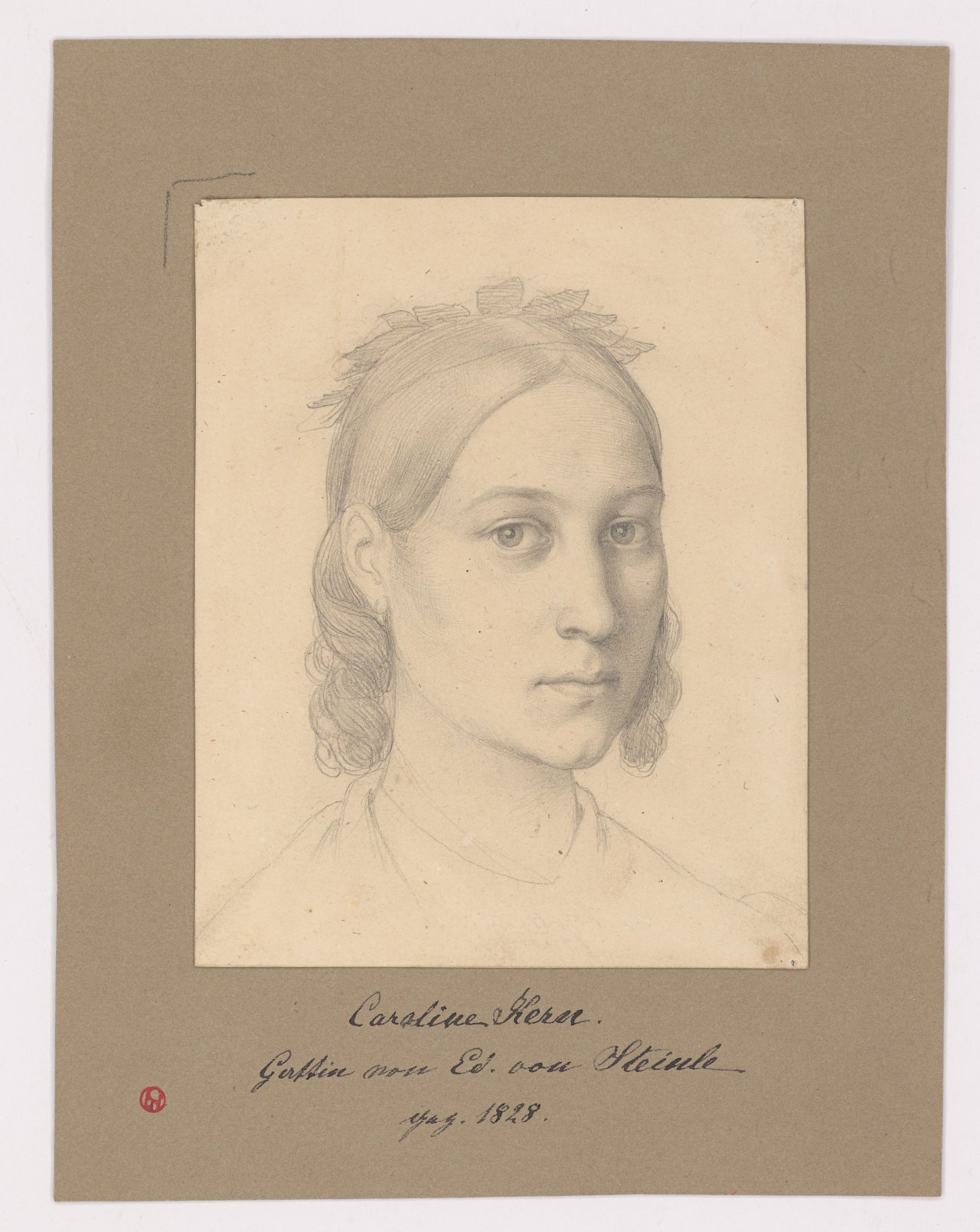 This picture shows the following artwork: Eduard von Steinle. Caroline Kern, head with shoulders. 1828.