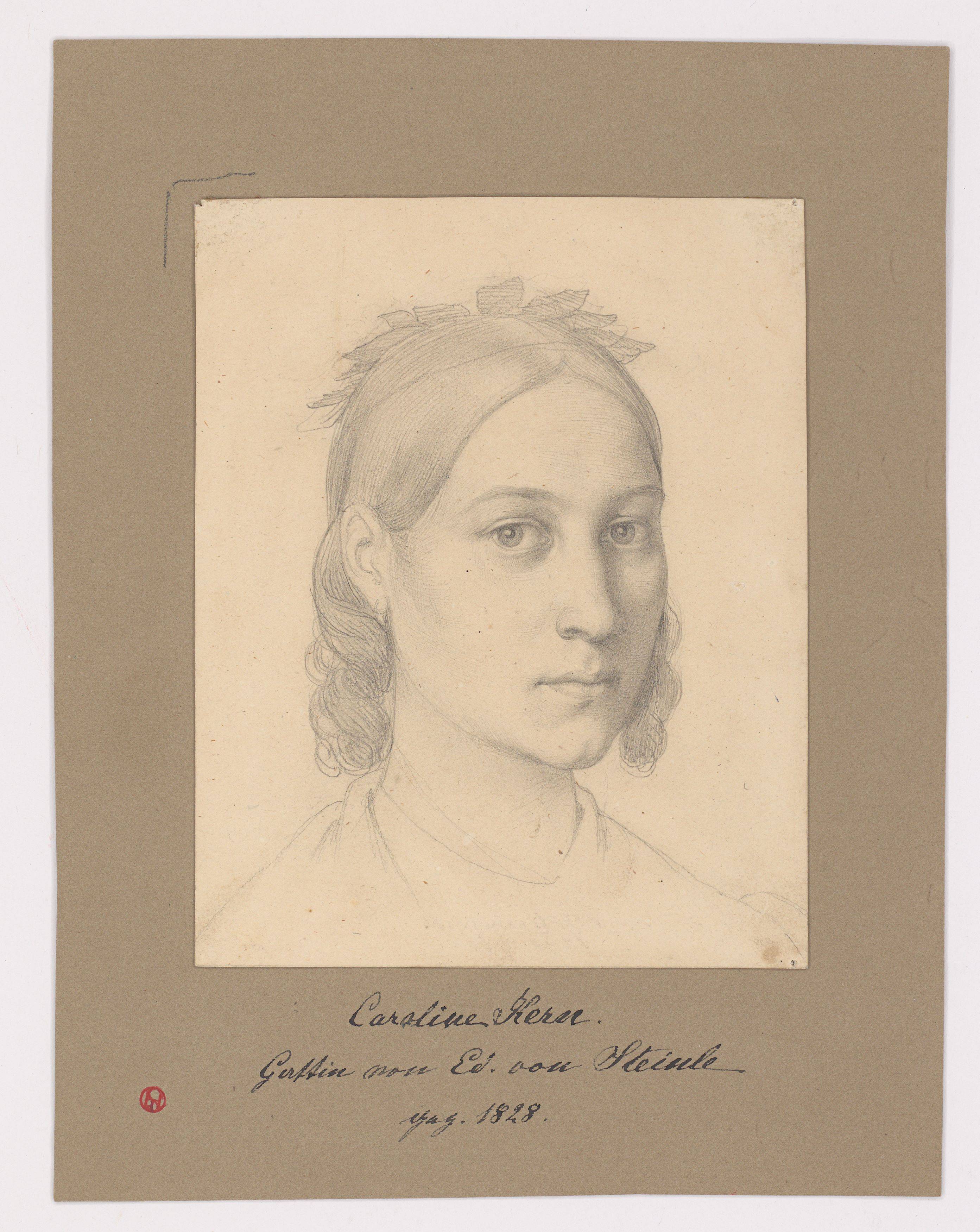 This picture shows the following artwork: Eduard von Steinle. Caroline Kern, head with shoulders. 1828.