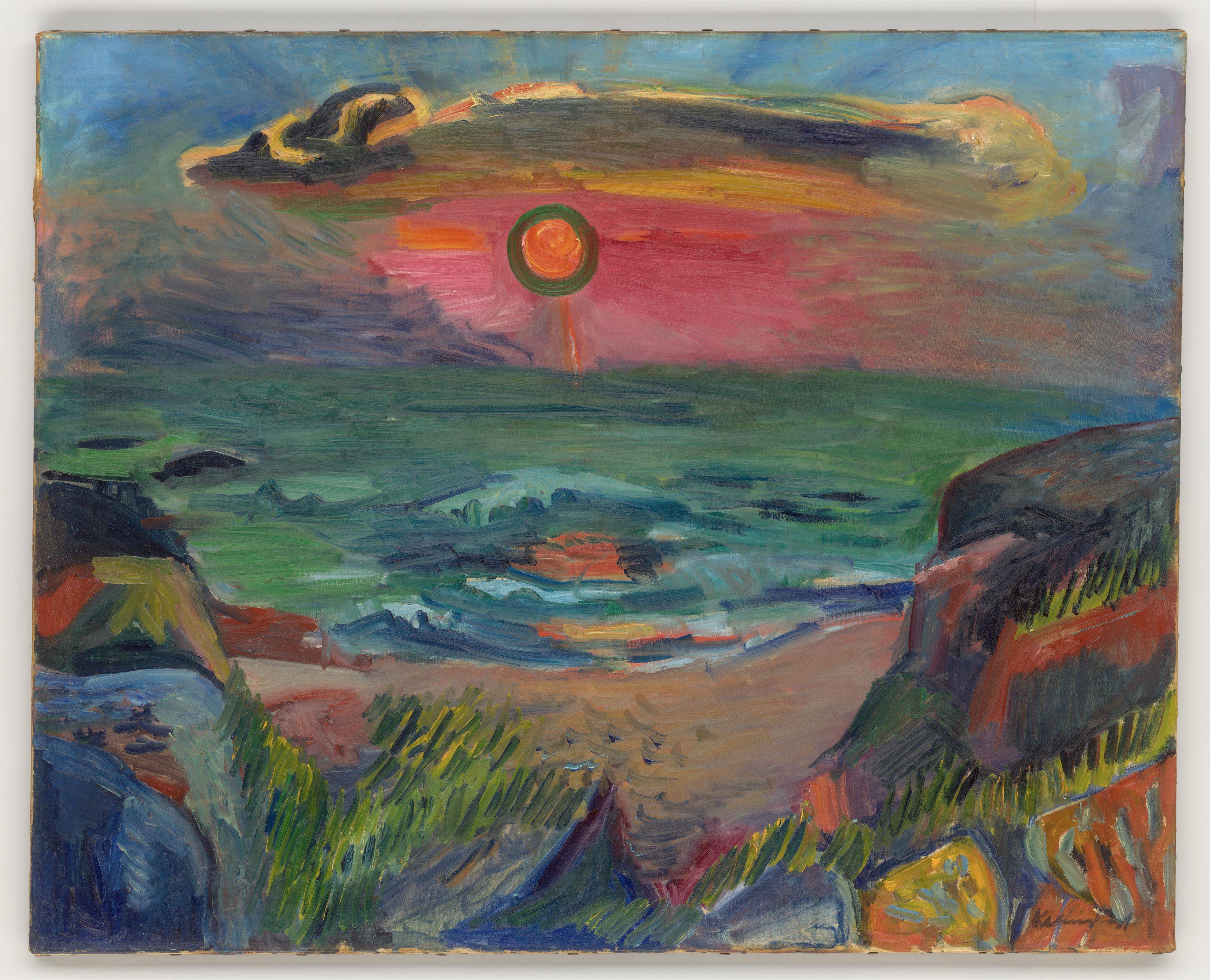 This picture shows the following artwork: Bruno Krauskopf. Sonnenuntergang in Ogna (Sunset in Ogna).