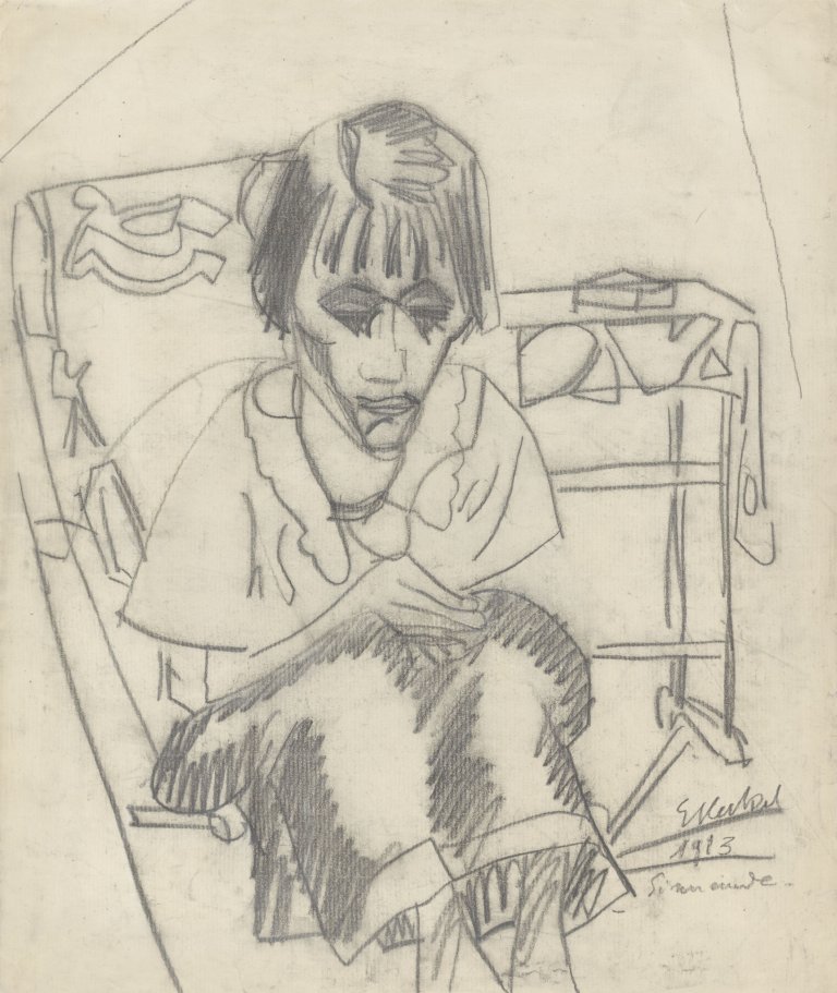 This picture shows the following artwork: Erich Heckel. ”Sinnende”. 1913.