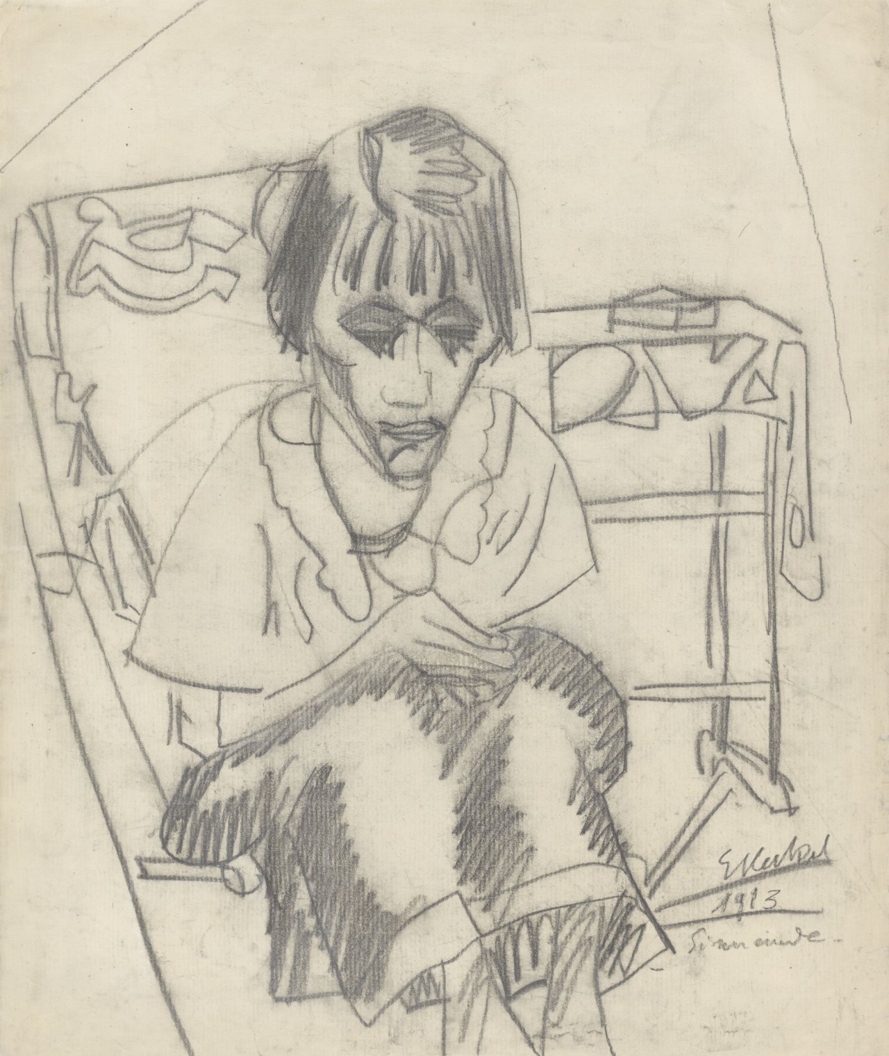 This picture shows the following artwork: Erich Heckel. ”Sinnende”. 1913.