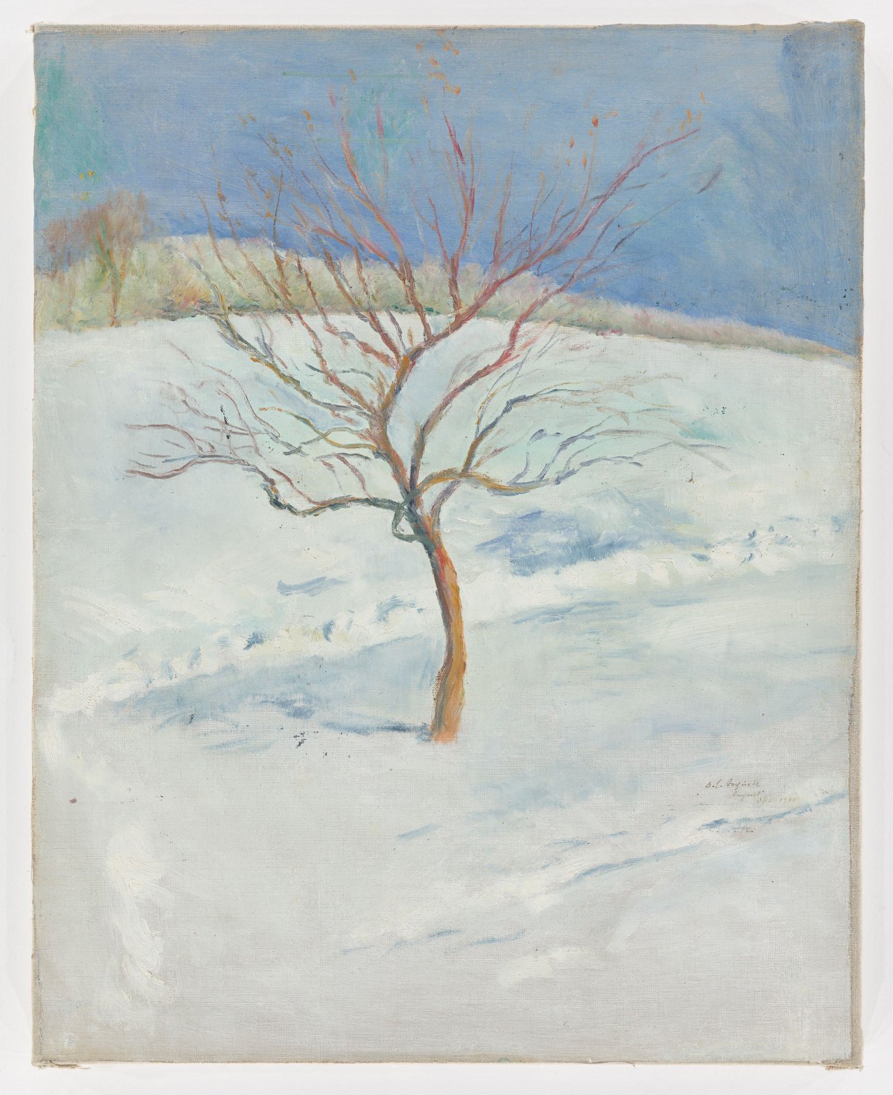 This picture shows the following artwork: August Macke. ”Baum in verschneiter Landschaft”. 1910.