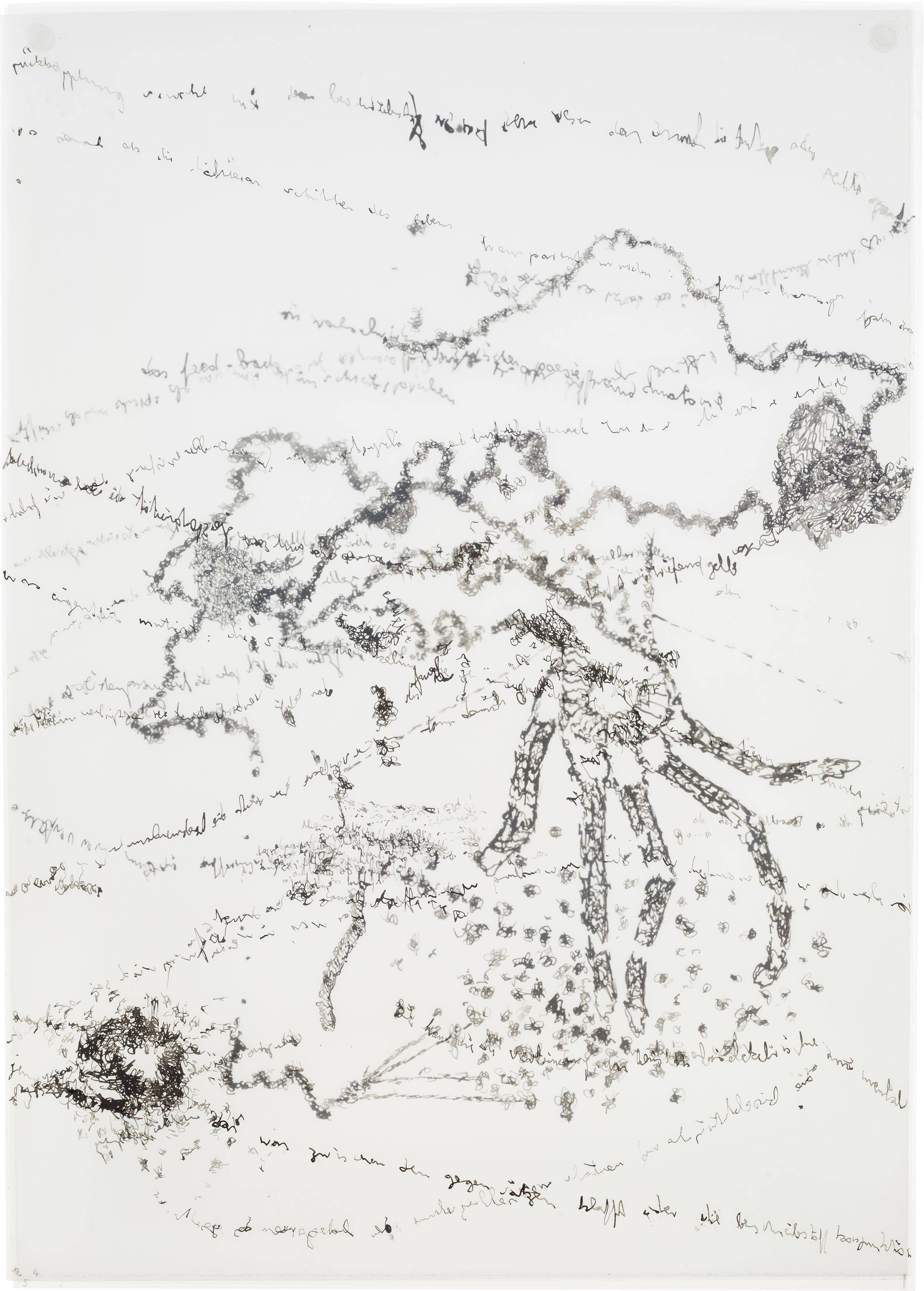 This picture shows the following artwork: Carlfriedrich Claus. ”Mikro-Kombinat: Vorversuchende Gedanken-Affekt-Bewegung: an das Dass”. 1963-1964.