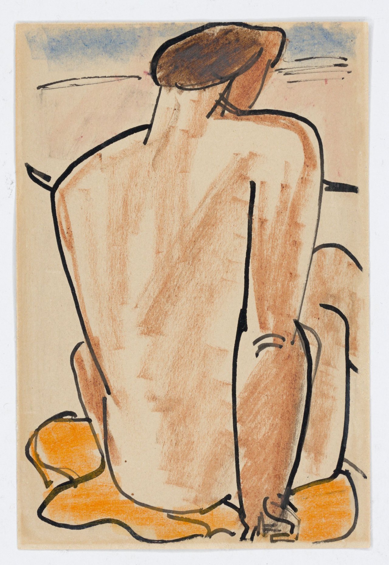 This picture shows the following artwork: Karl Schmidt-Rottluff. ”Sitzender Rückenakt am Strand”. 1923/24.