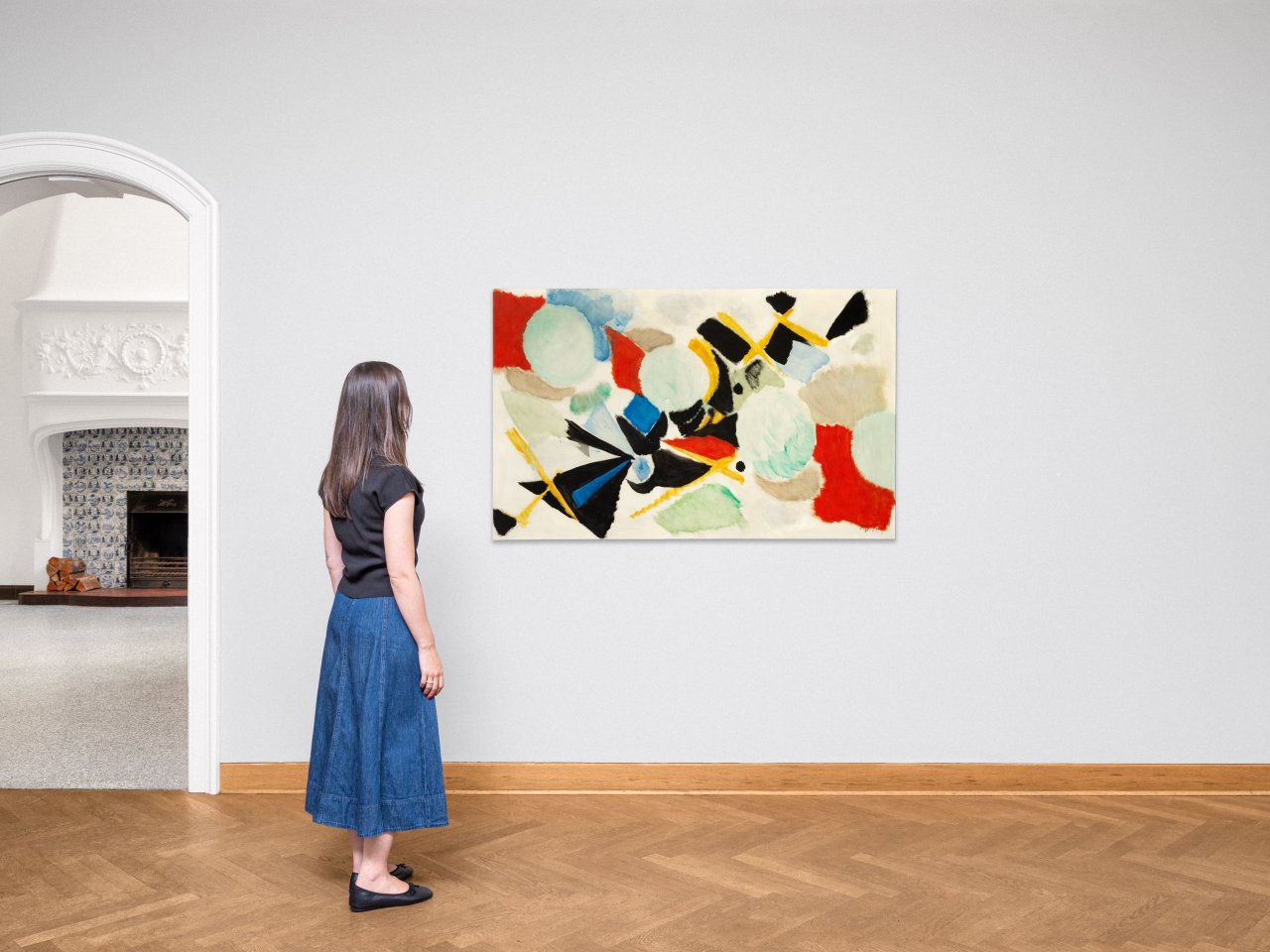 Auf diesem Bild ist das folgende Kunstwerk zu sehen: Ernst Wilhelm Nay. „In gelber Begleitung“. 1955.