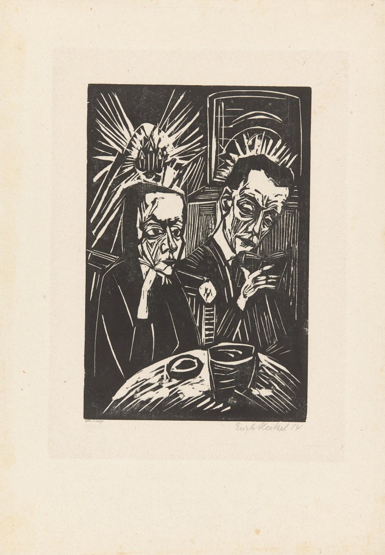Auf diesem Bild ist das folgende Kunstwerk zu sehen: Erich Heckel. „Beim Vorlesen“. 1914.