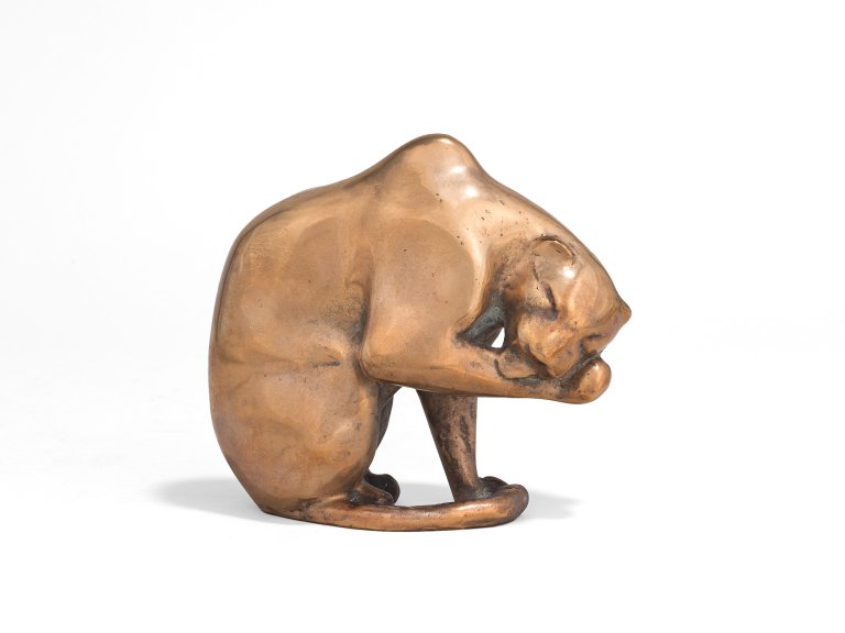 This picture shows the following artwork: Philipp Harth. ”Leopard, seine Pfote leckend”. 1931/after 1963.