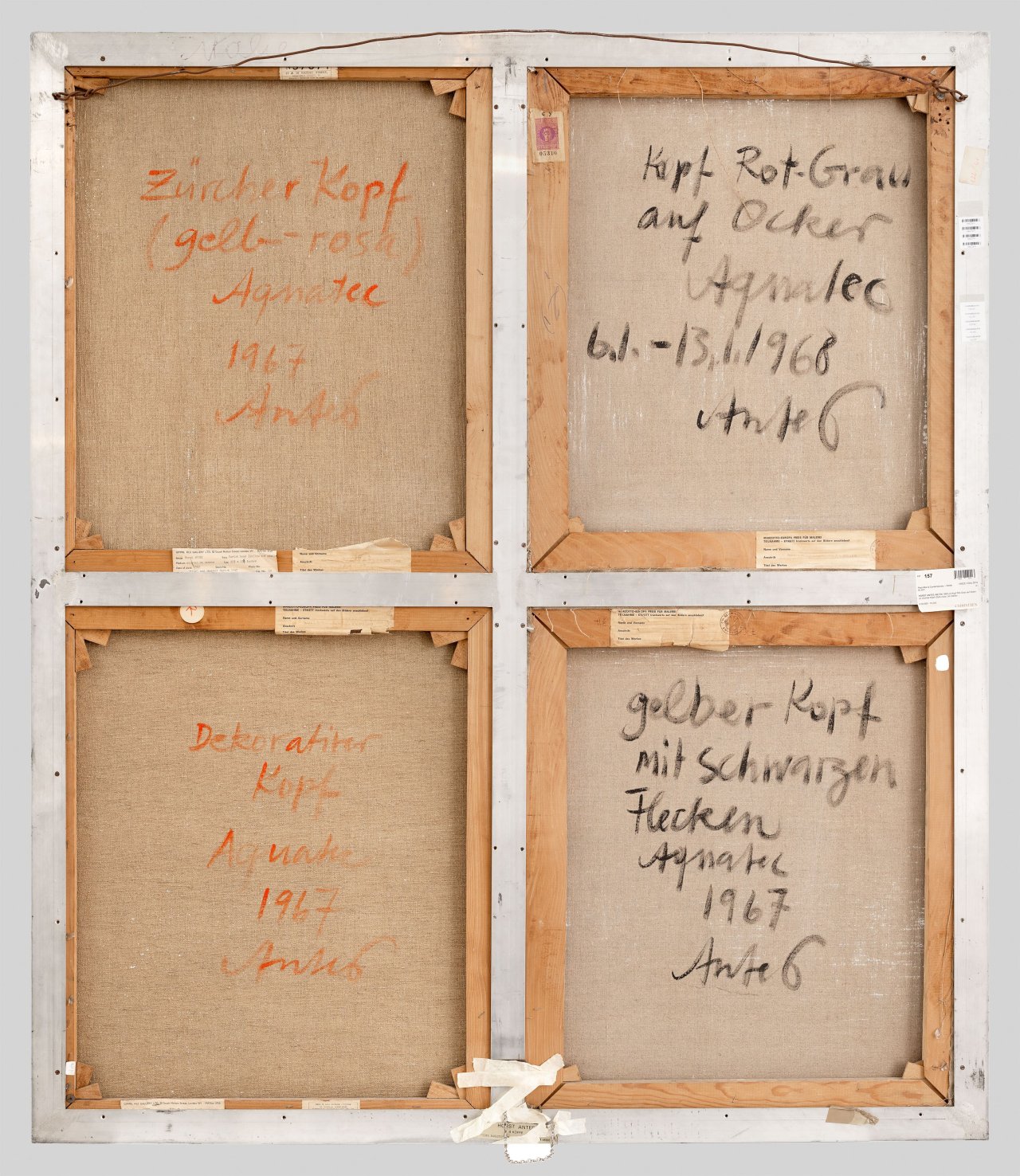 Auf diesem Bild ist das folgende Kunstwerk zu sehen: Horst Antes. „4 Köpfe“. 1967/68.