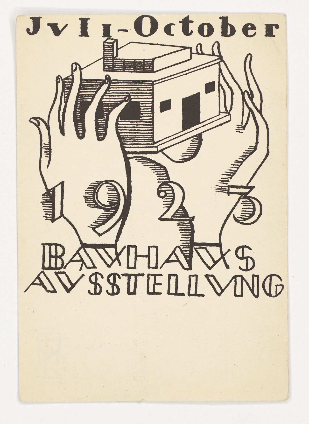 Auf diesem Bild ist das folgende Kunstwerk zu sehen: Gerhard Marcks. „Bauhauspostkarte“ (Karte zur Bauhaus Ausstellung Weimar 1923). 1923.