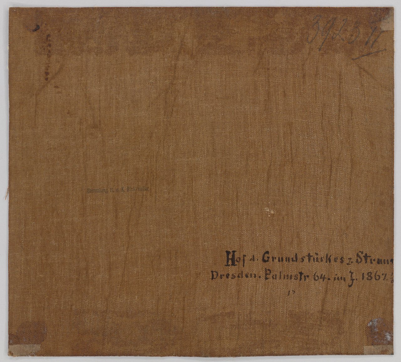 This picture shows the following artwork:  Dresden, 1867. View over the rooftops (Palmstr. 64 in Dresden). 1867.