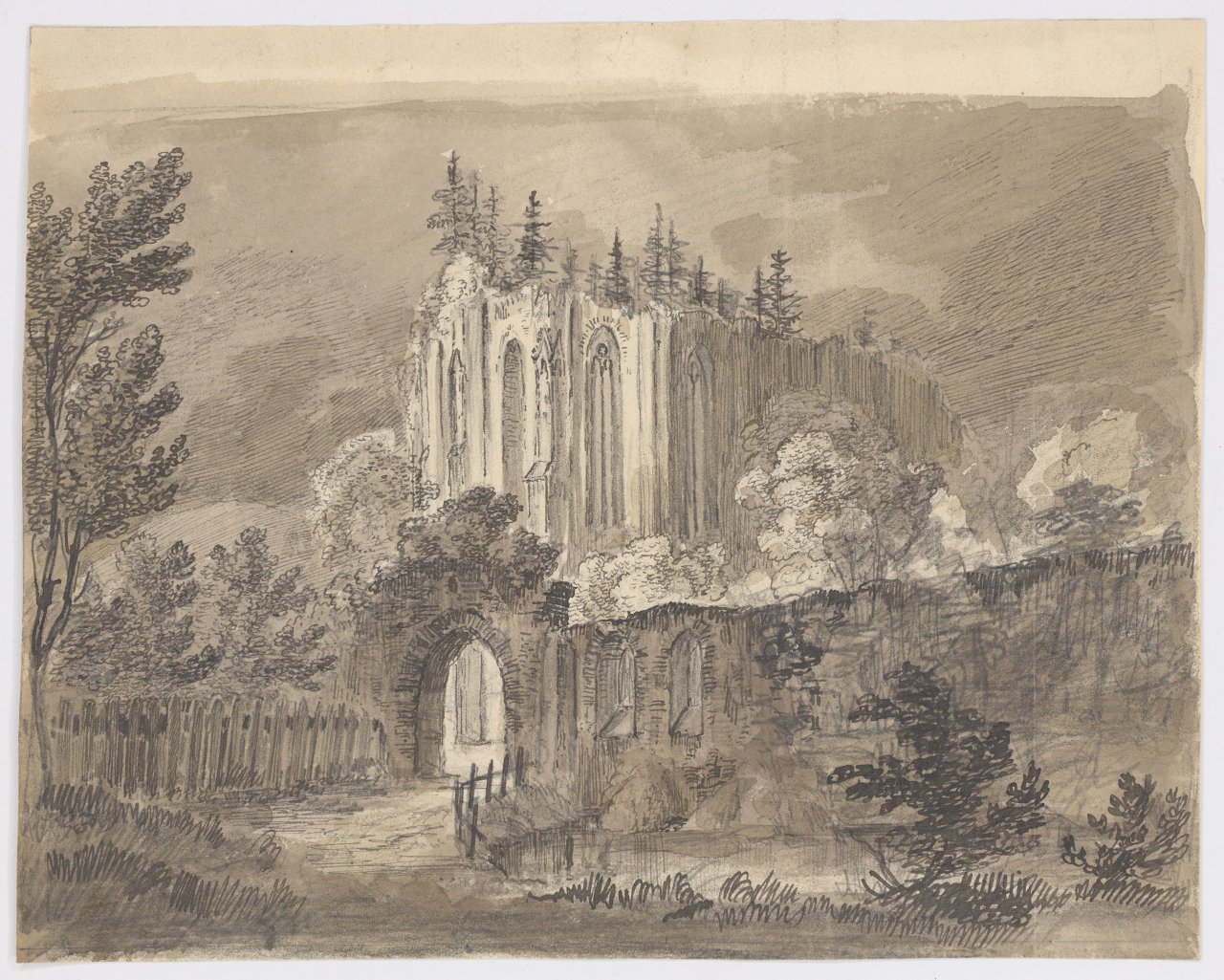 This picture shows the following artwork: Carl Blechen. ”Gotische Kirchenruine im Walde”. 1820er-Jahre.