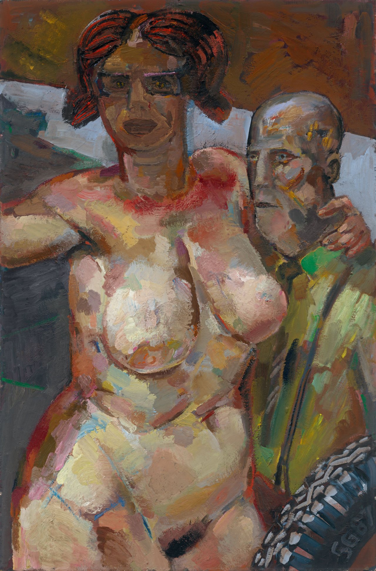 Auf diesem Bild ist das folgende Kunstwerk zu sehen: Sighard Gille. „Ute mit Besorger“. 1987.