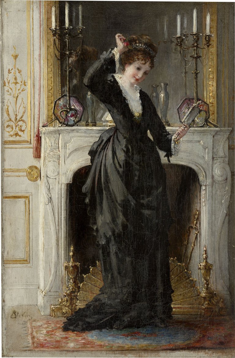This picture shows the following artwork: Alfred Stevens. In the Boudoir.