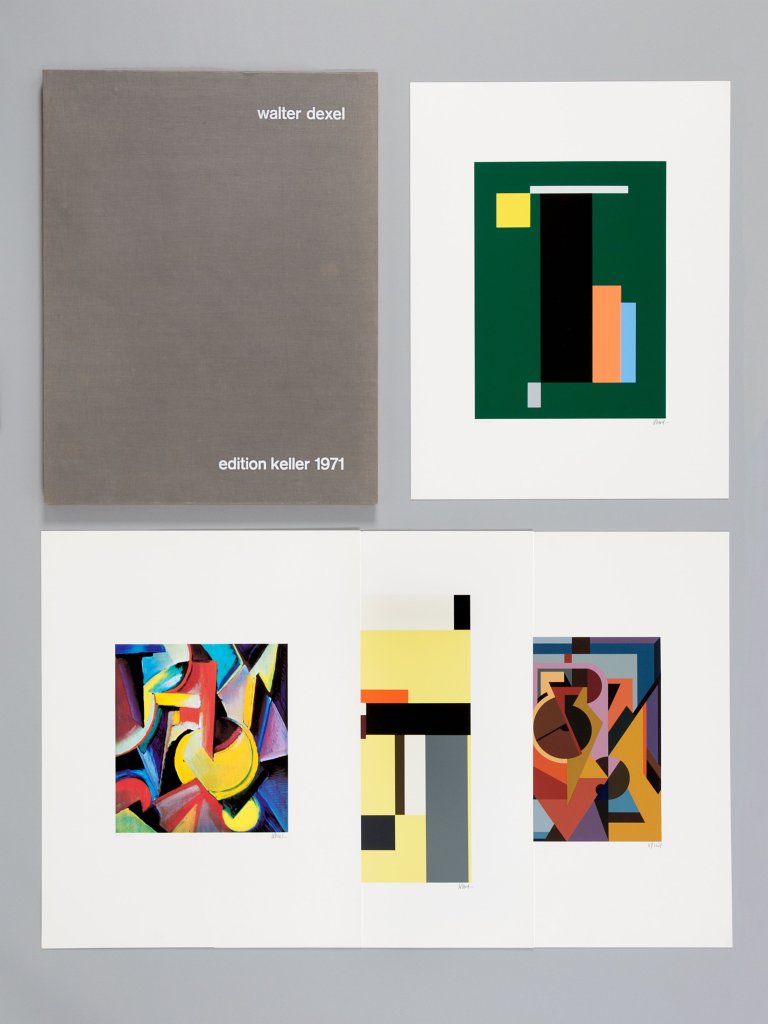 This picture shows the following artwork: Walter Dexel. ”Zehn Serigraphien nach Hinterglasbildern in den Originalformaten”. 1918-1926/1971.