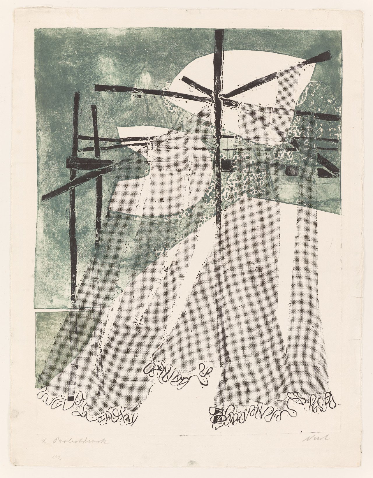 This picture shows the following artwork: Rolf Nesch. ”Netze zum Trocknen aufgehängt”. 1936.