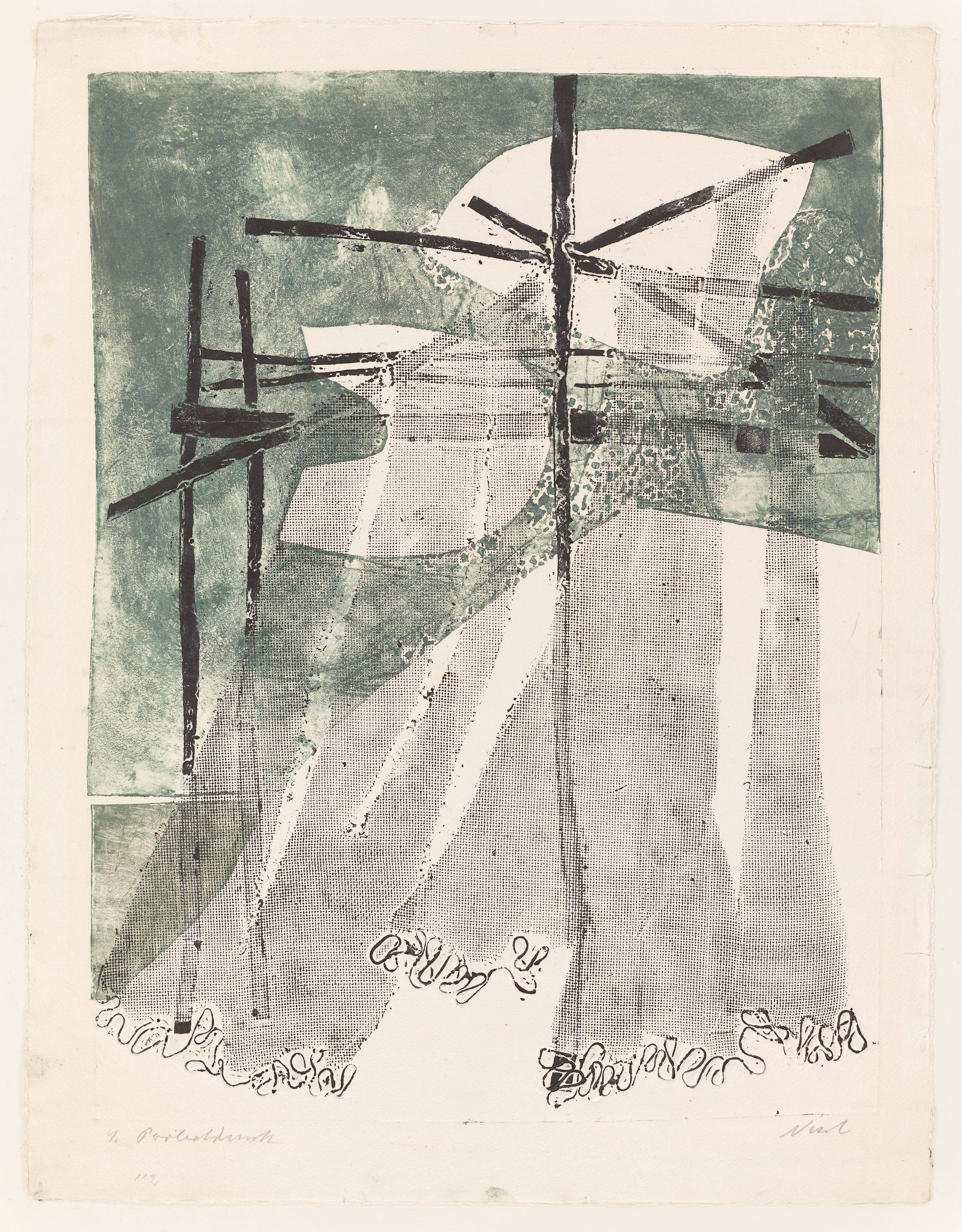 This picture shows the following artwork: Rolf Nesch. ”Netze zum Trocknen aufgehängt”. 1936.