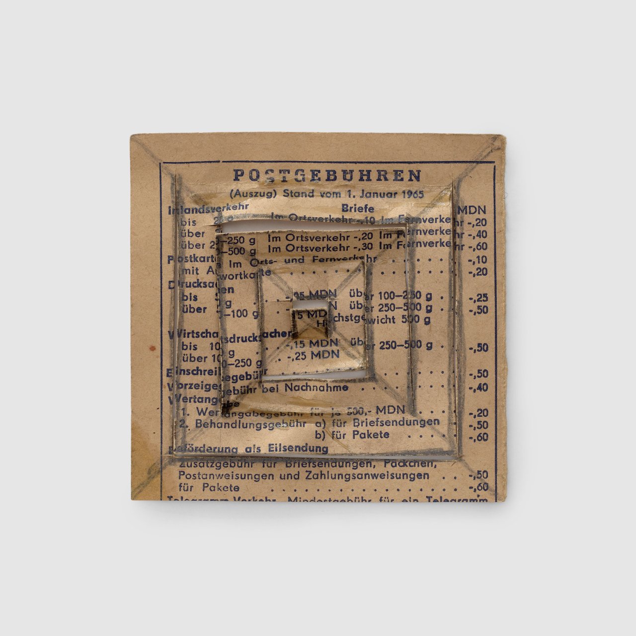 Auf diesem Bild ist das folgende Kunstwerk zu sehen: Hermann Glöckner. „Erster Entwurf für 4 bewegliche Quadrate“. 1965.