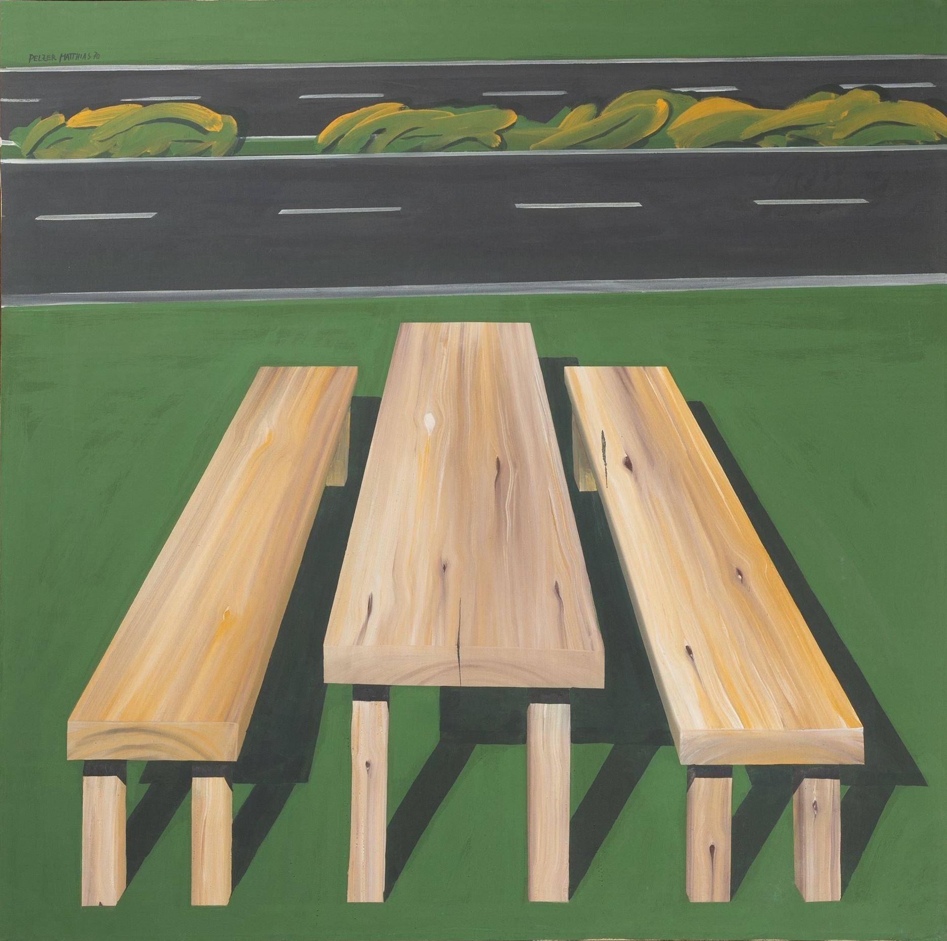 Auf diesem Bild ist das folgende Kunstwerk zu sehen: Werner Matthias Pelzer. „Rastplatz“. 1970.