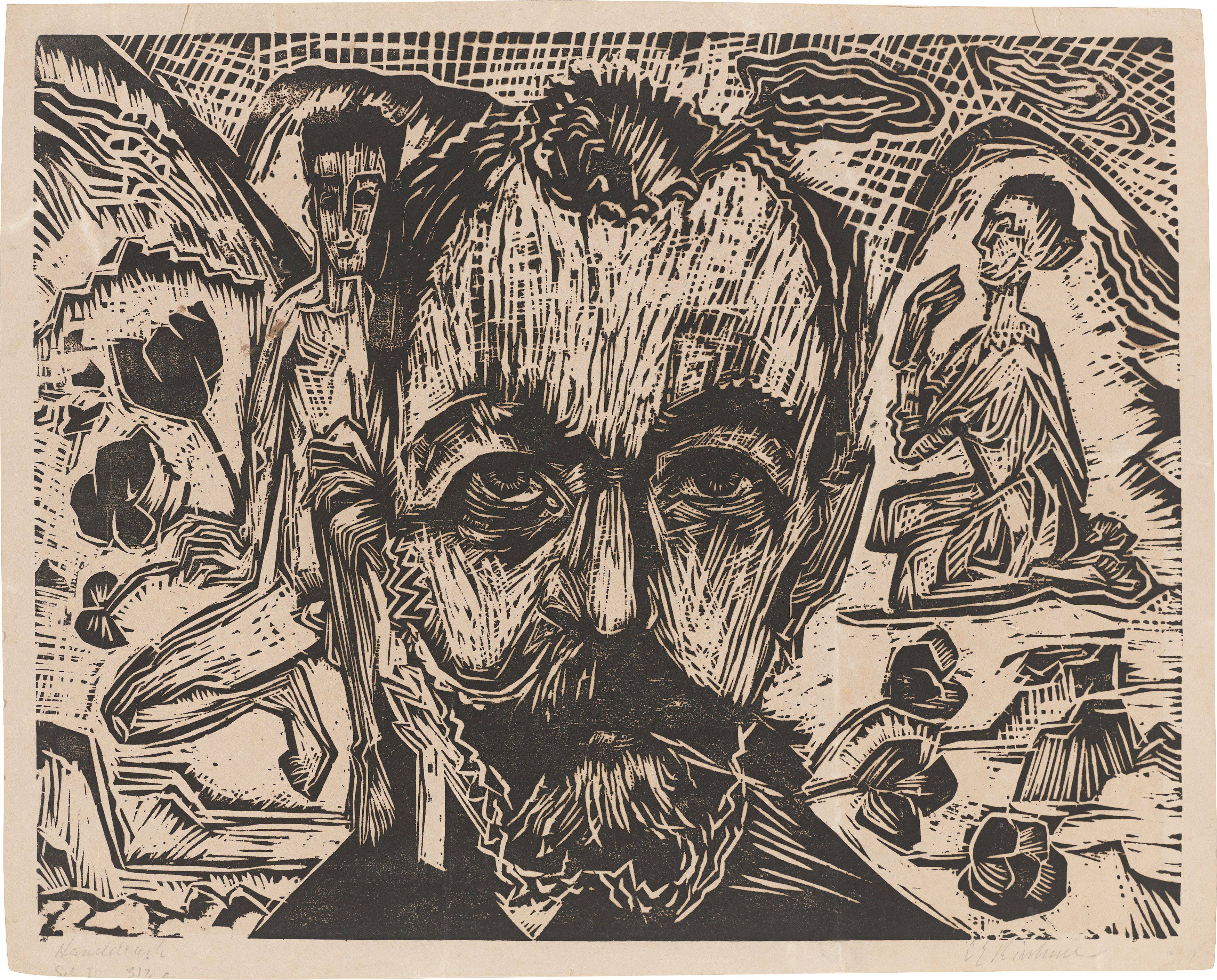 This picture shows the following artwork: Ernst Ludwig Kirchner. ”Hodlerkopf”. 1918.