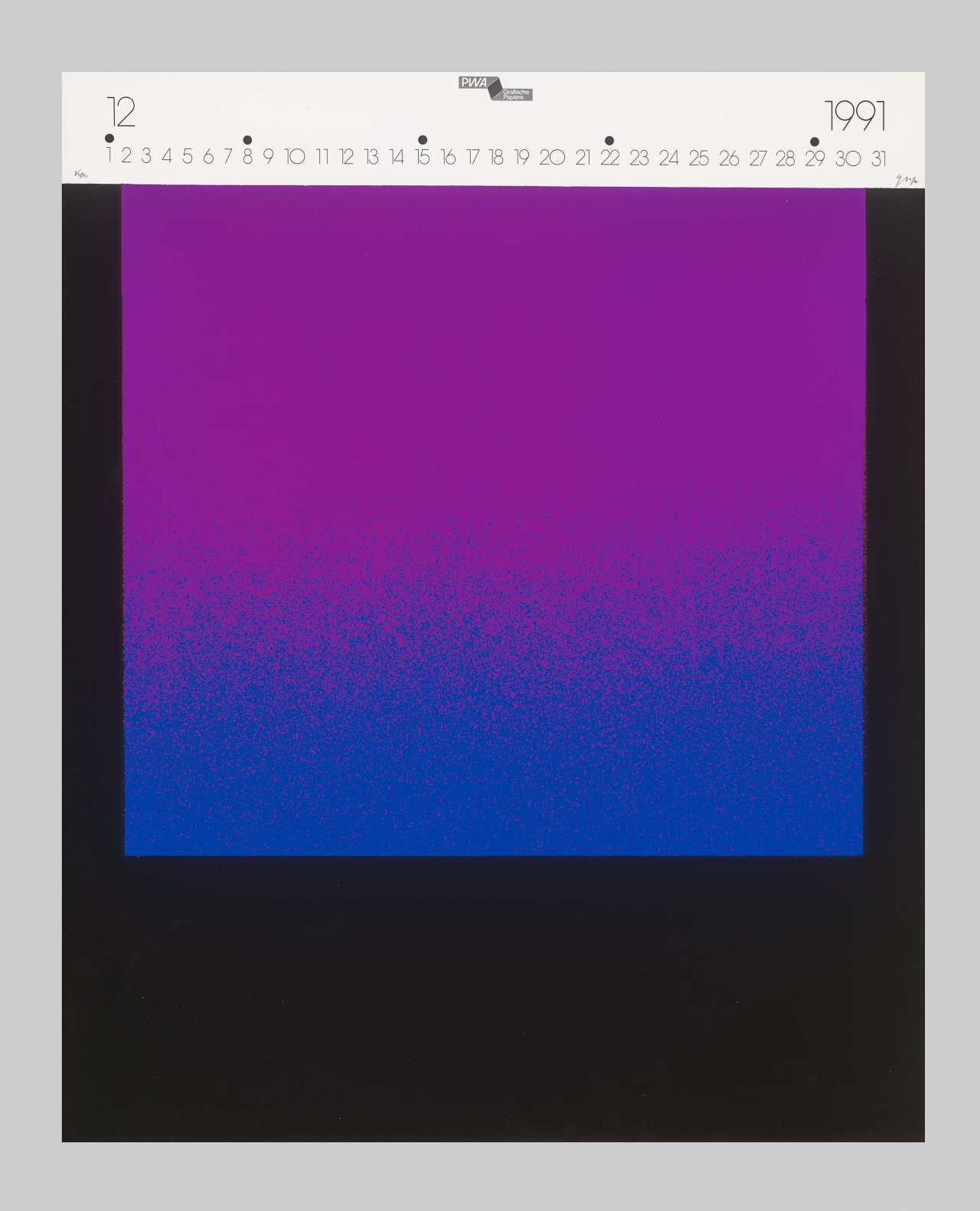 Auf diesem Bild ist das folgende Kunstwerk zu sehen: Rupprecht Geiger. „Kalender 1991“. 1990.