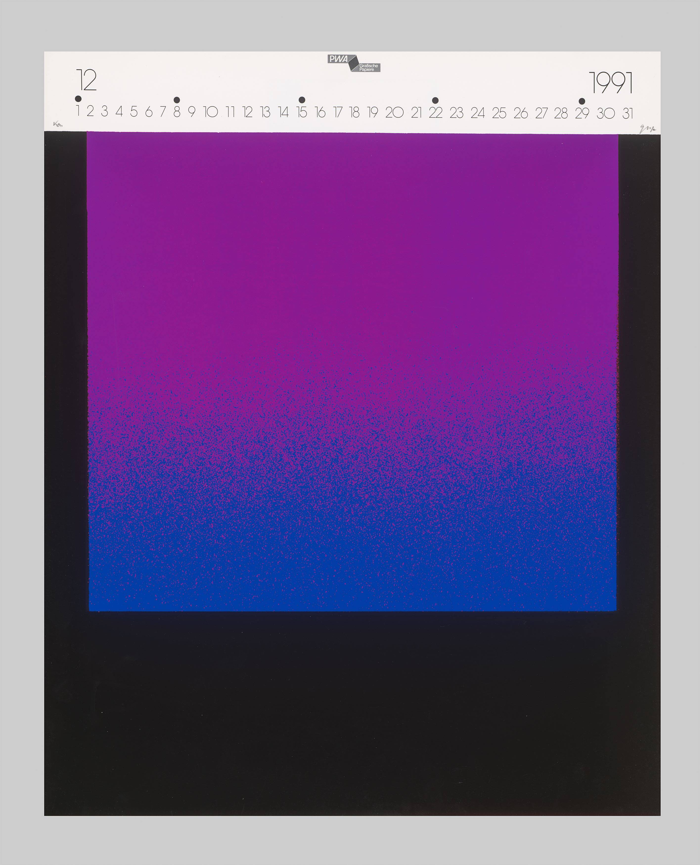 Auf diesem Bild ist das folgende Kunstwerk zu sehen: Rupprecht Geiger. „Kalender 1991“. 1990.