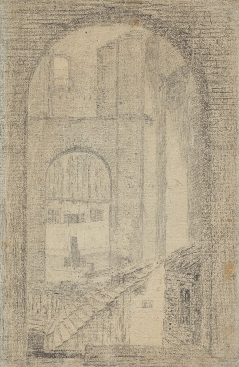 This picture shows the following artwork: Caspar David Friedrich. ”Ruinendurchblick”. Circa 1798.