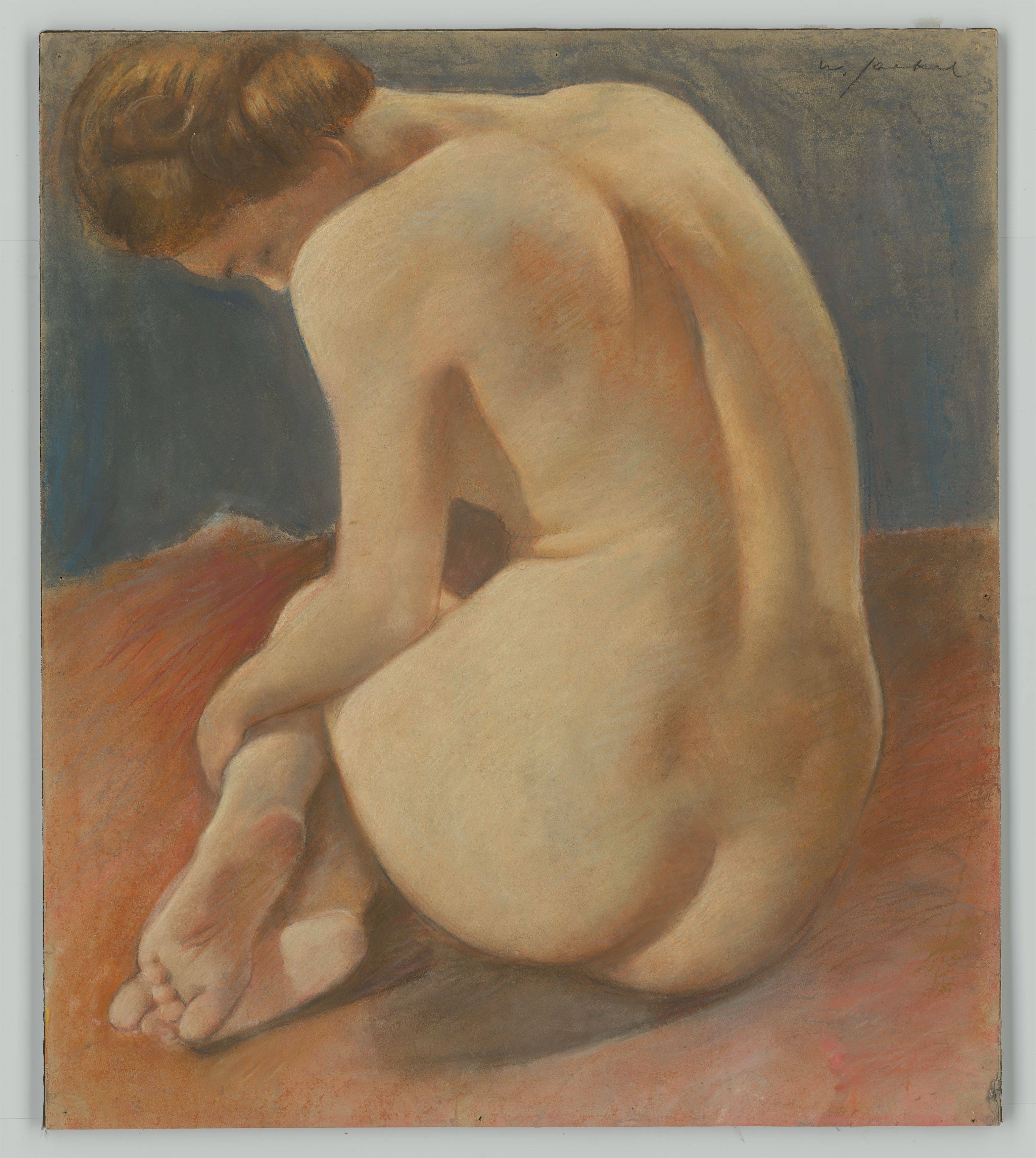 This picture shows the following artwork: Willy Jaeckel. ”Sitzender Rückenakt”.