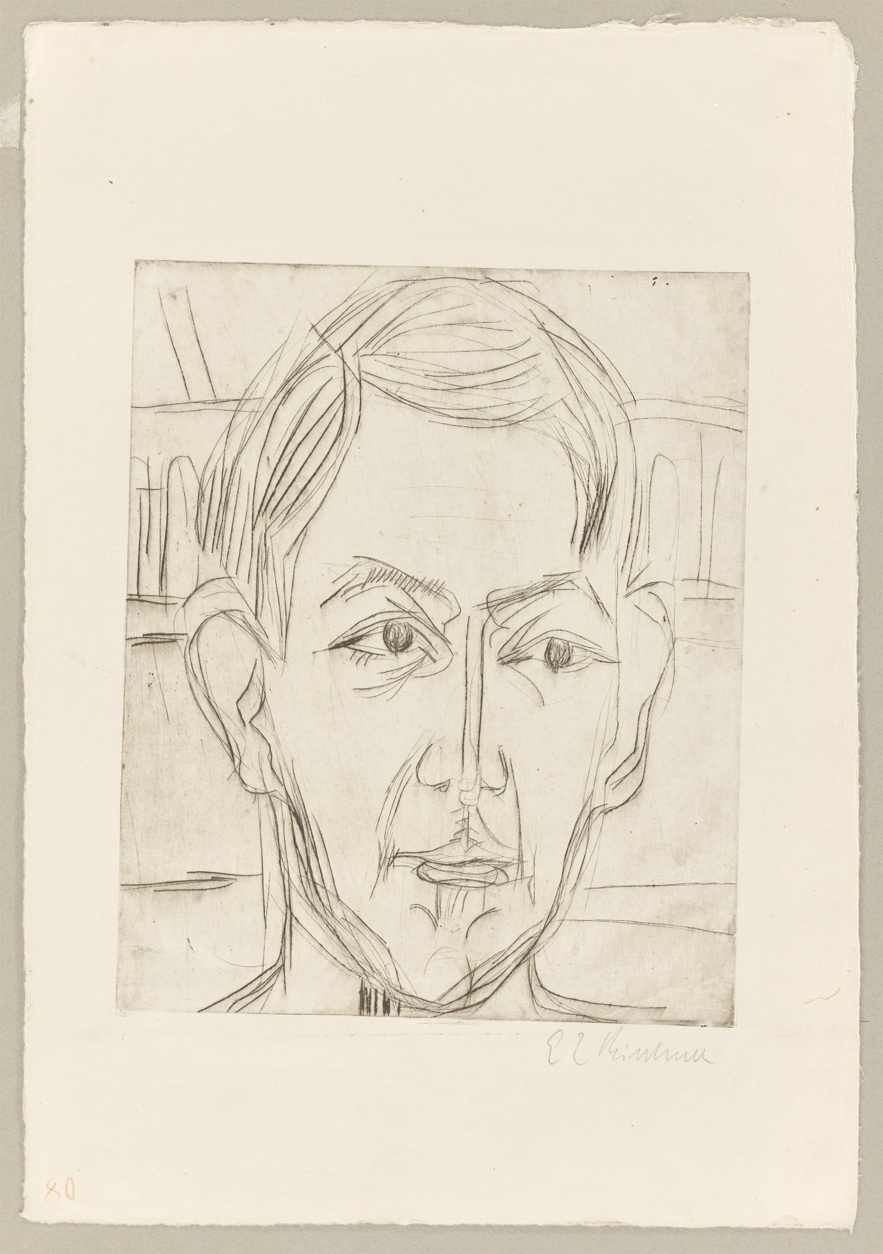 This picture shows the following artwork: Ernst Ludwig Kirchner. ”Kopf eines jungen Mannes (Dr. Hans Bütow)”. 1925/26.