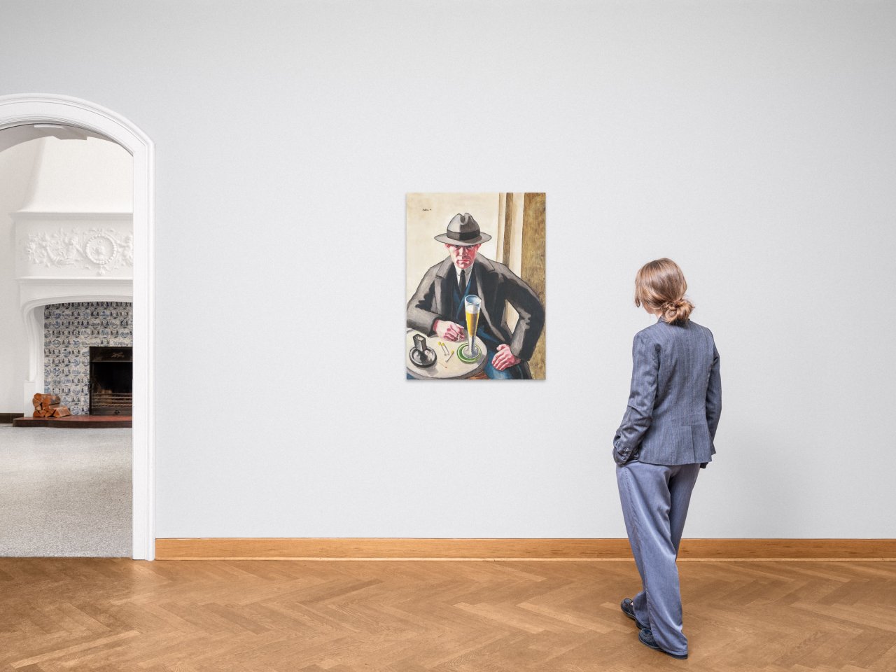 This picture shows the following artwork: Siegfried Shalom Sebba. Self-Portrait with Beer Glass. 1928.