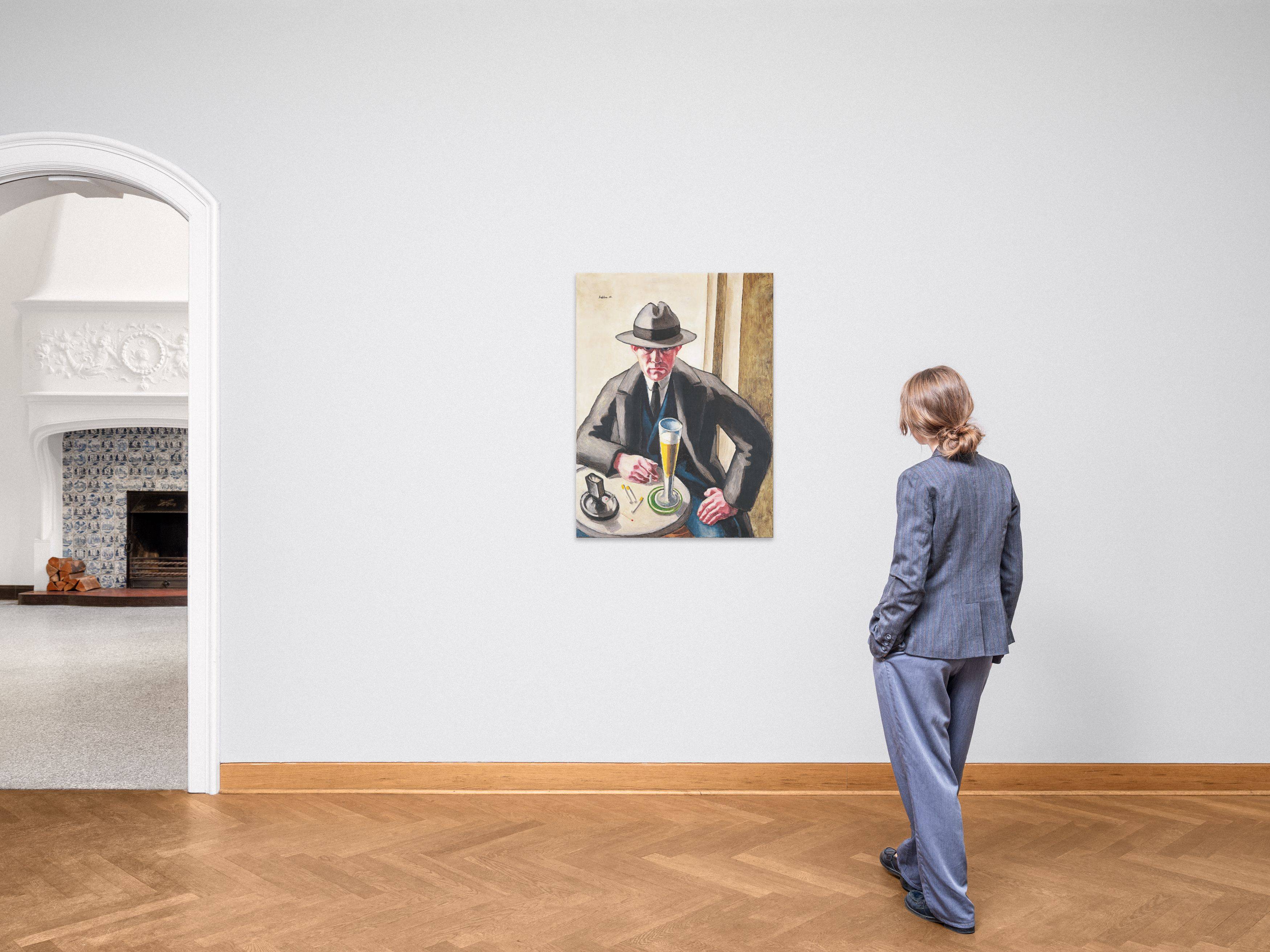 This picture shows the following artwork: Siegfried Shalom Sebba. Self-Portrait with Beer Glass. 1928.