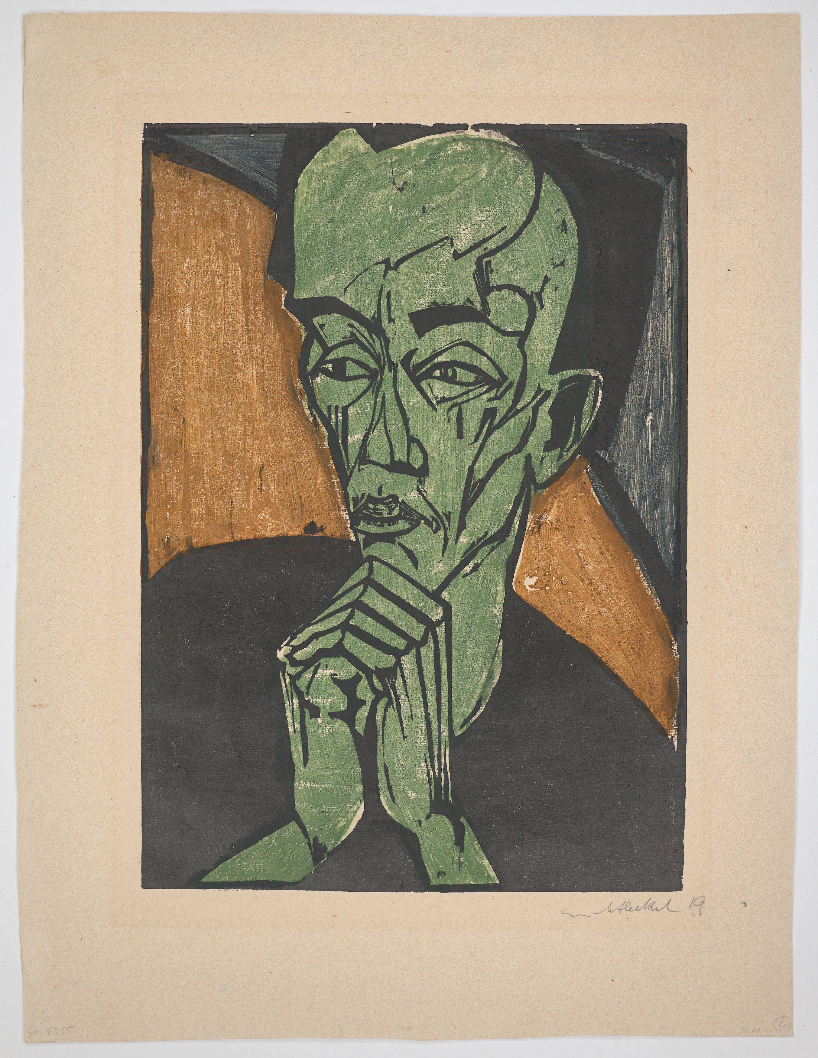 This picture shows the following artwork: Erich Heckel. ”Männerbildnis”. 1919.