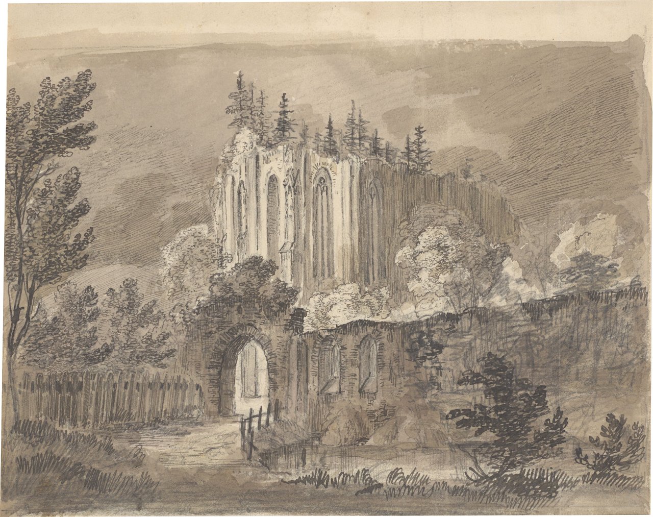This picture shows the following artwork: Carl Blechen. ”Gotische Kirchenruine im Walde”. 1820er-Jahre.