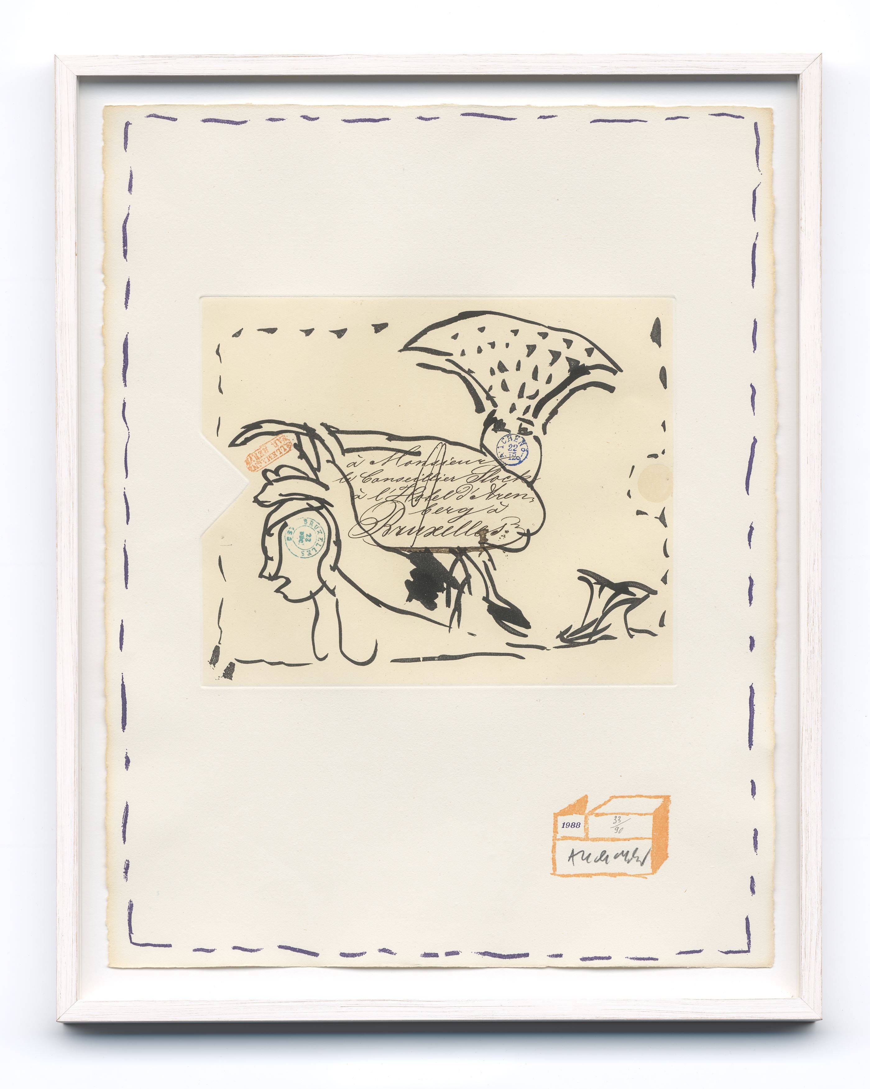 This picture shows the following artwork: Pierre Alechinsky. ”Eugène lonesco – Chaque Matin”. 1988.
