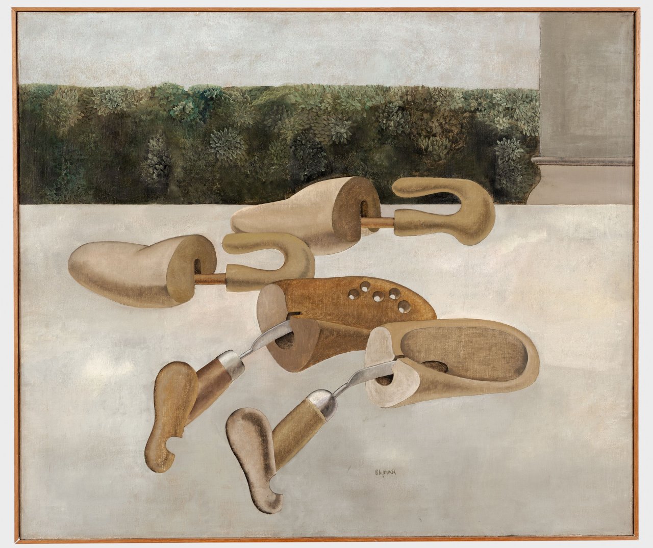 Auf diesem Bild ist das folgende Kunstwerk zu sehen: Konrad Klapheck. „Doppelhochzeit“. 1956.