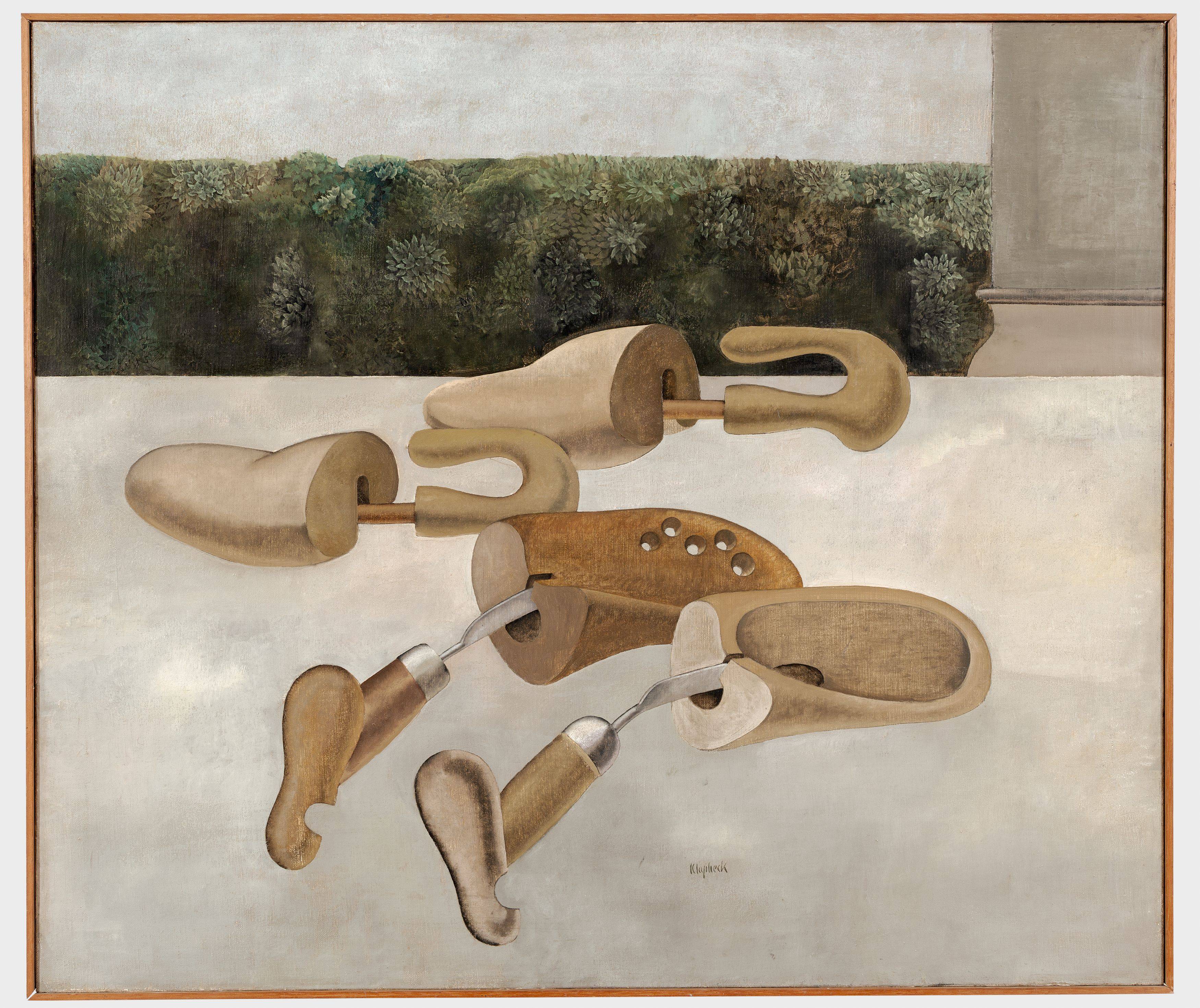 Auf diesem Bild ist das folgende Kunstwerk zu sehen: Konrad Klapheck. „Doppelhochzeit“. 1956.