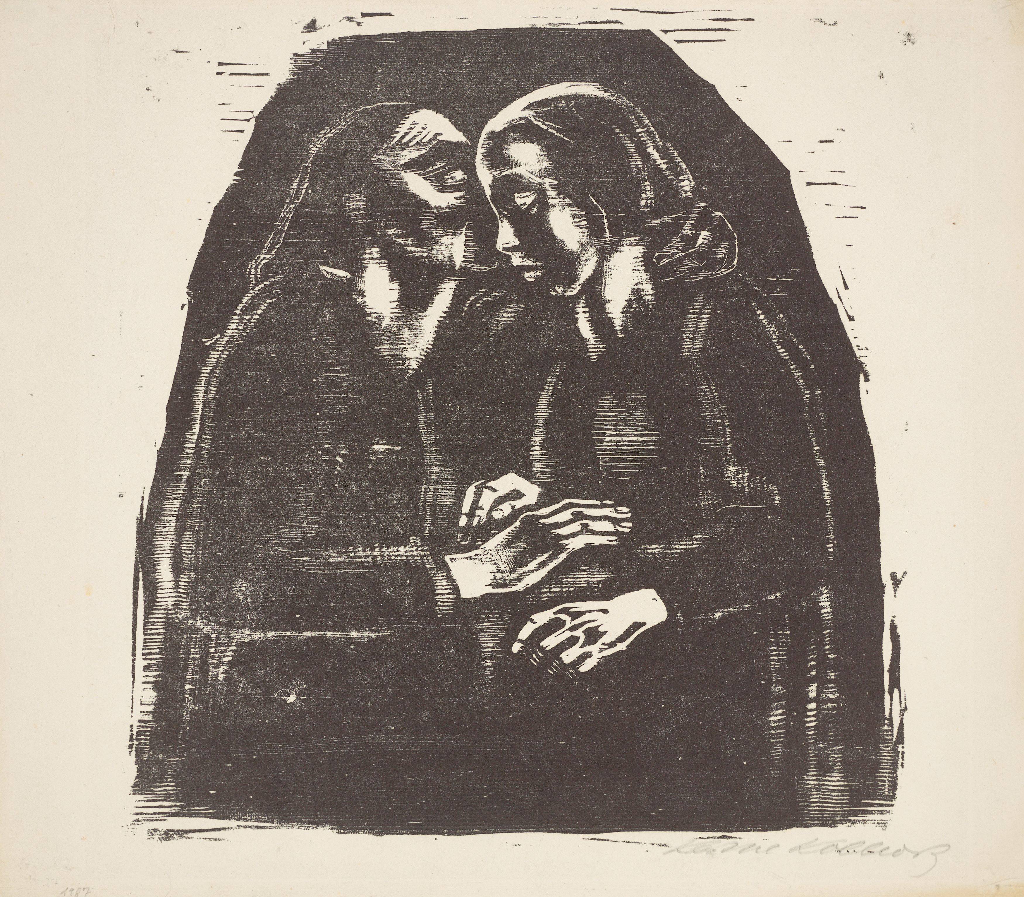 This picture shows the following artwork: Käthe Kollwitz. ”Maria und Elisabeth (Final third Version)”. 1929/30.