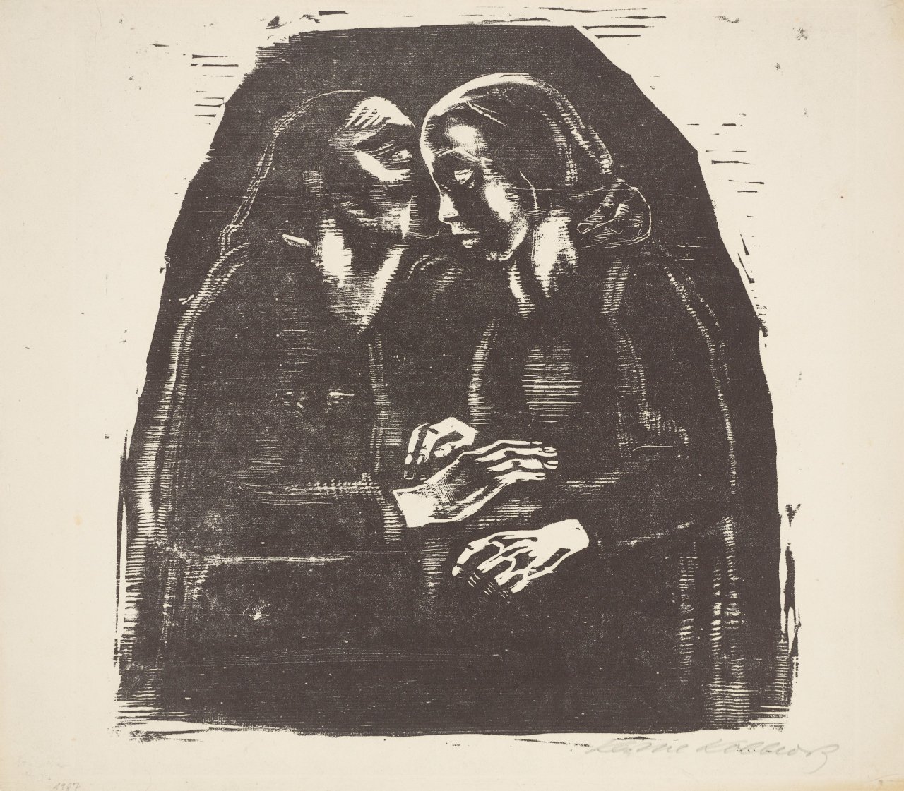 This picture shows the following artwork: Käthe Kollwitz. ”Maria und Elisabeth (Final third Version)”. 1929/30.