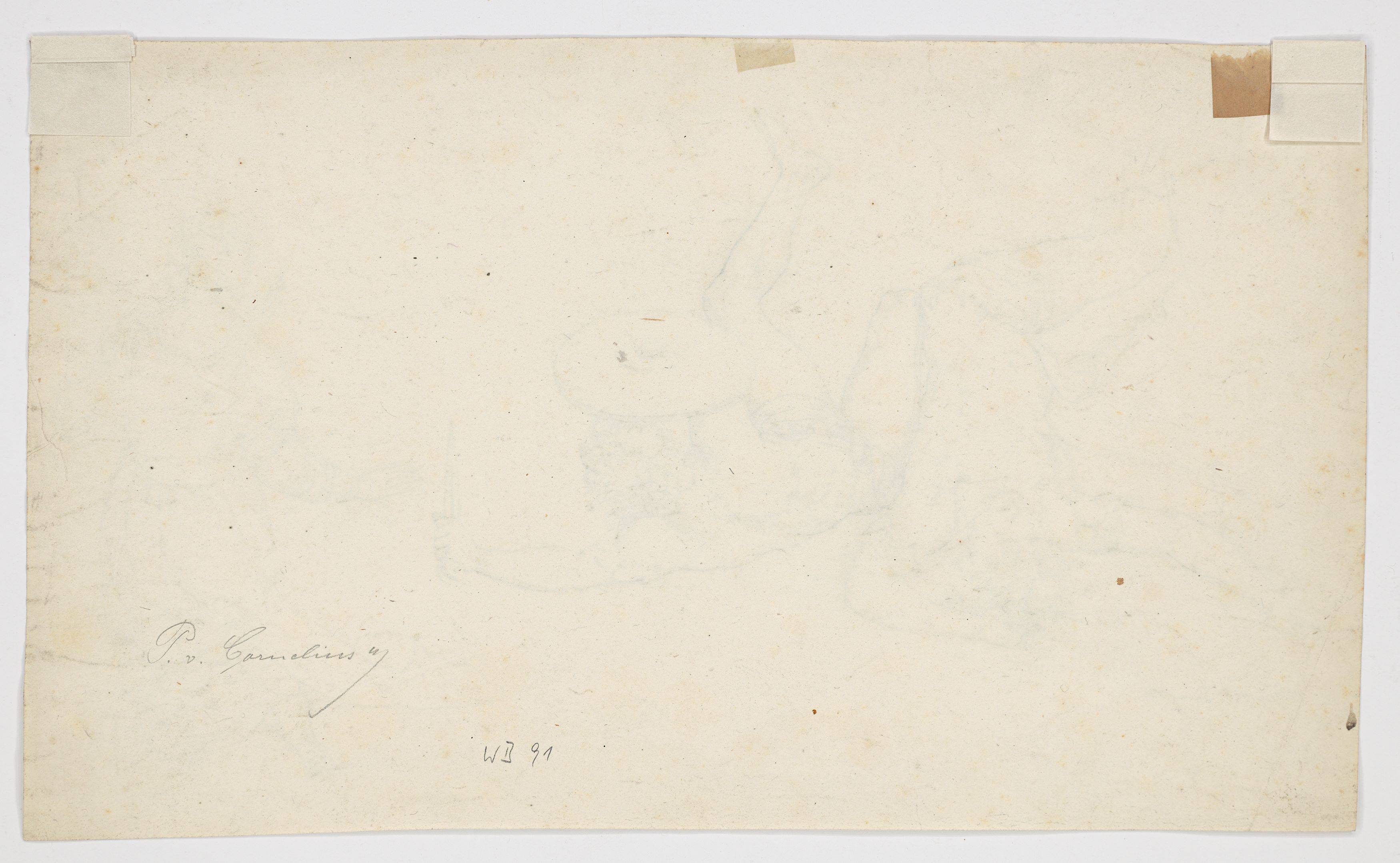 This picture shows the following artwork: Peter von Cornelius. Two fallen warriors, kneeling woman. 1831.