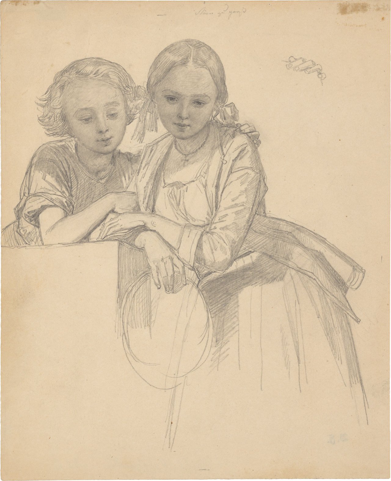 This picture shows the following artwork: August Ferdinand Hopfgarten. Two Girls.