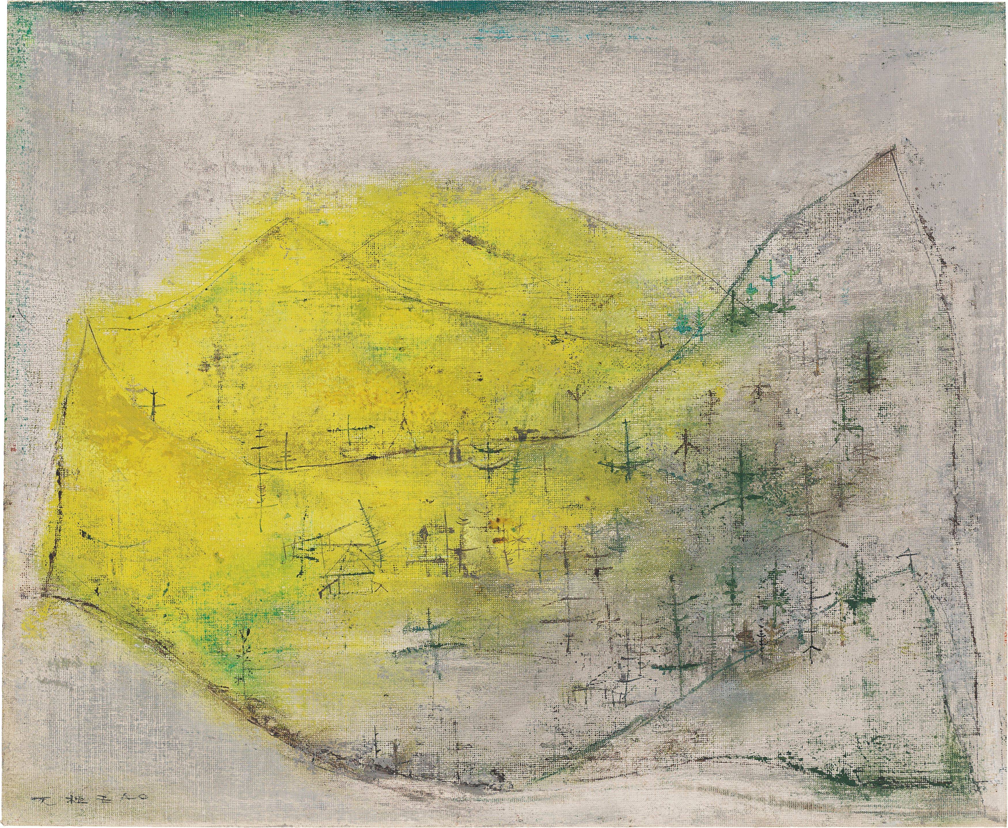 This picture shows the following artwork:  Zao Wou-Ki. ”21.07.50-Saint-Jeoire - Montagne jaune”. 1950.
