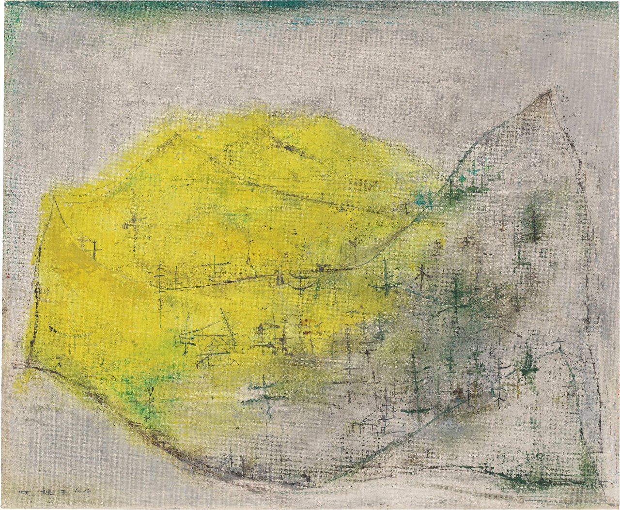 This picture shows the following artwork:  Zao Wou-Ki. ”21.07.50-Saint-Jeoire - Montagne jaune”. 1950.