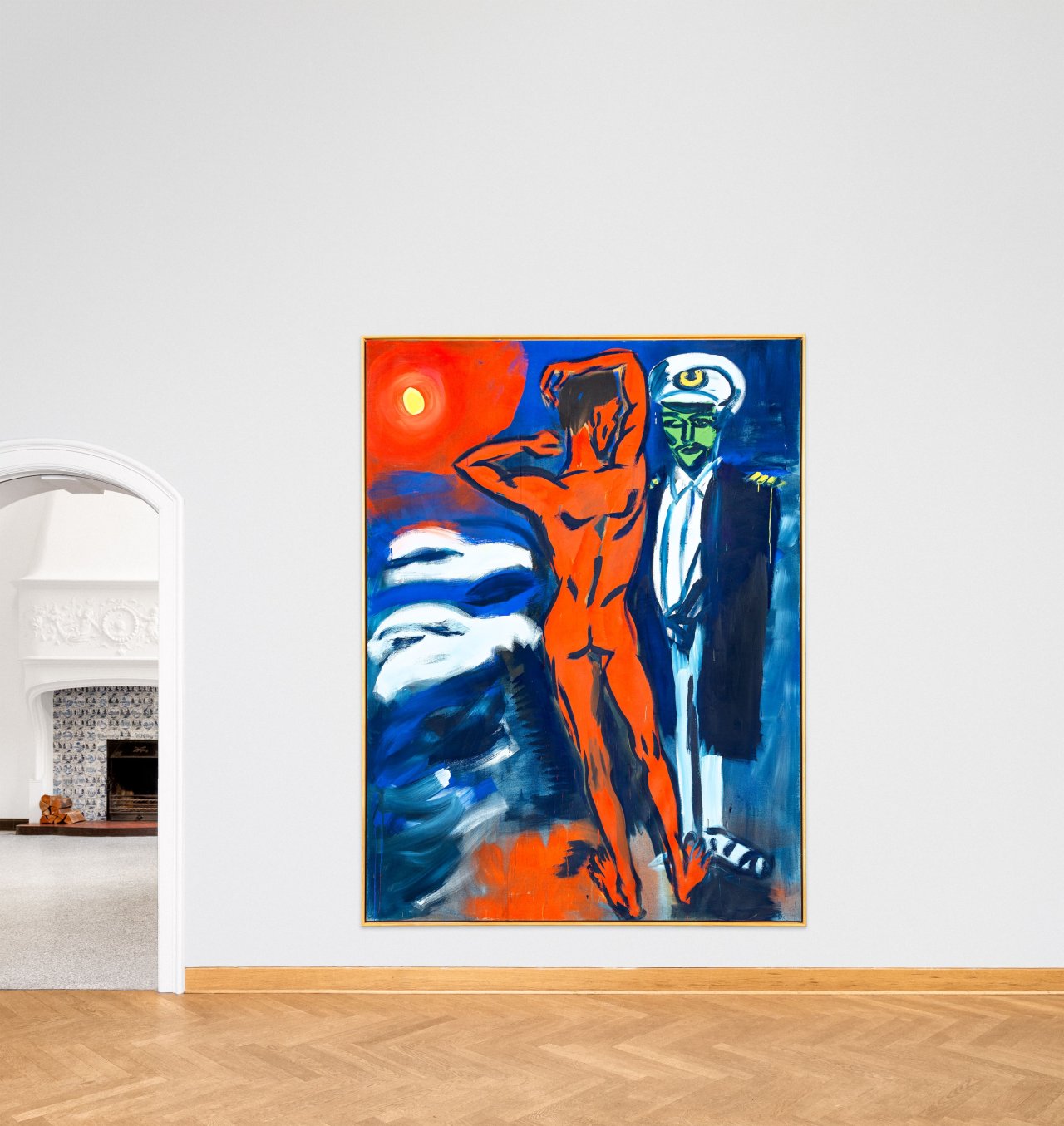 Auf diesem Bild ist das folgende Kunstwerk zu sehen: Rainer Fetting. „Querelle. Hommage à Faßbinder“. 1982.