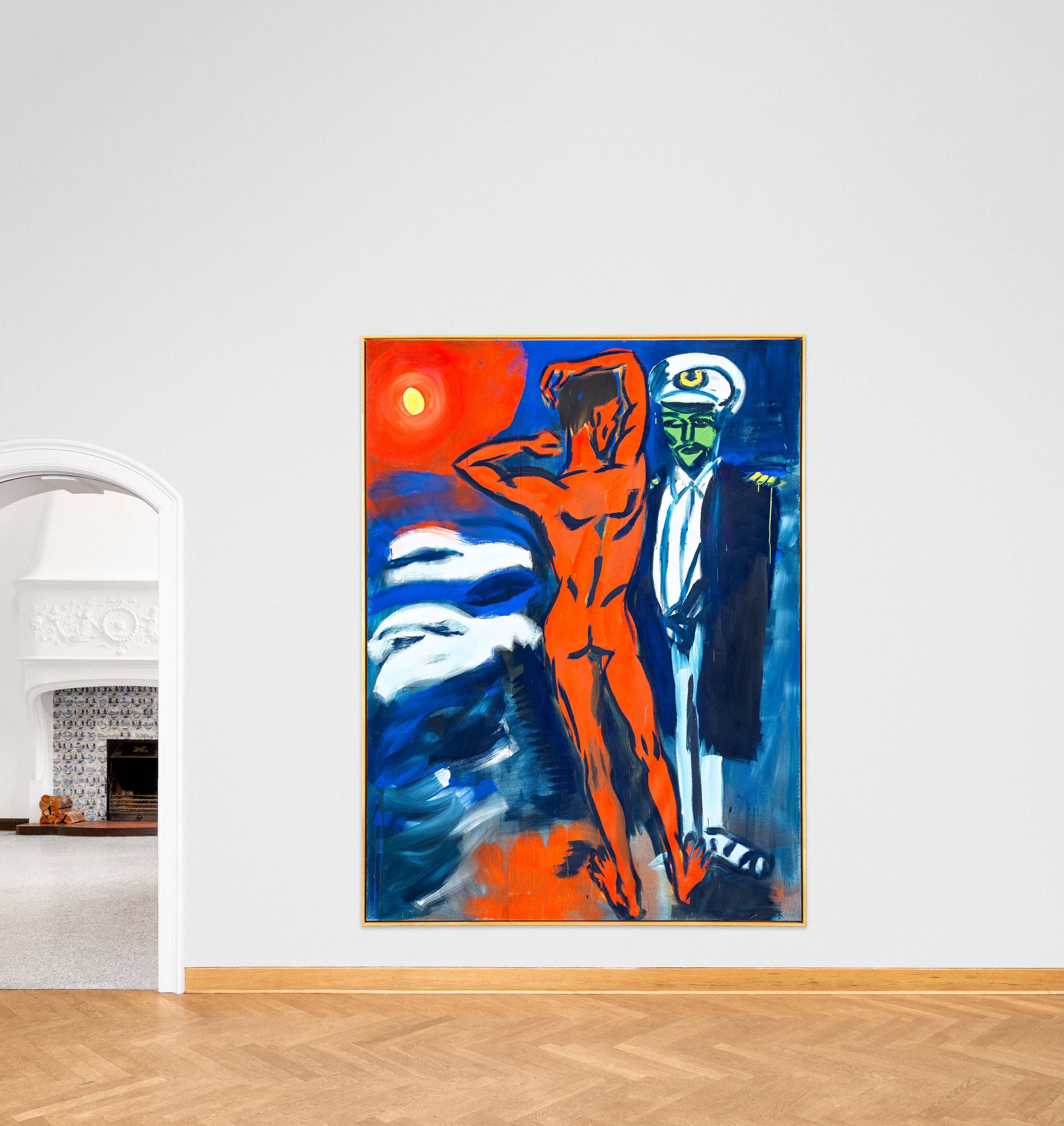 Auf diesem Bild ist das folgende Kunstwerk zu sehen: Rainer Fetting. „Querelle. Hommage à Faßbinder“. 1982.